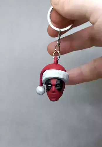 santa Deadpool MAN keychain 3D print model