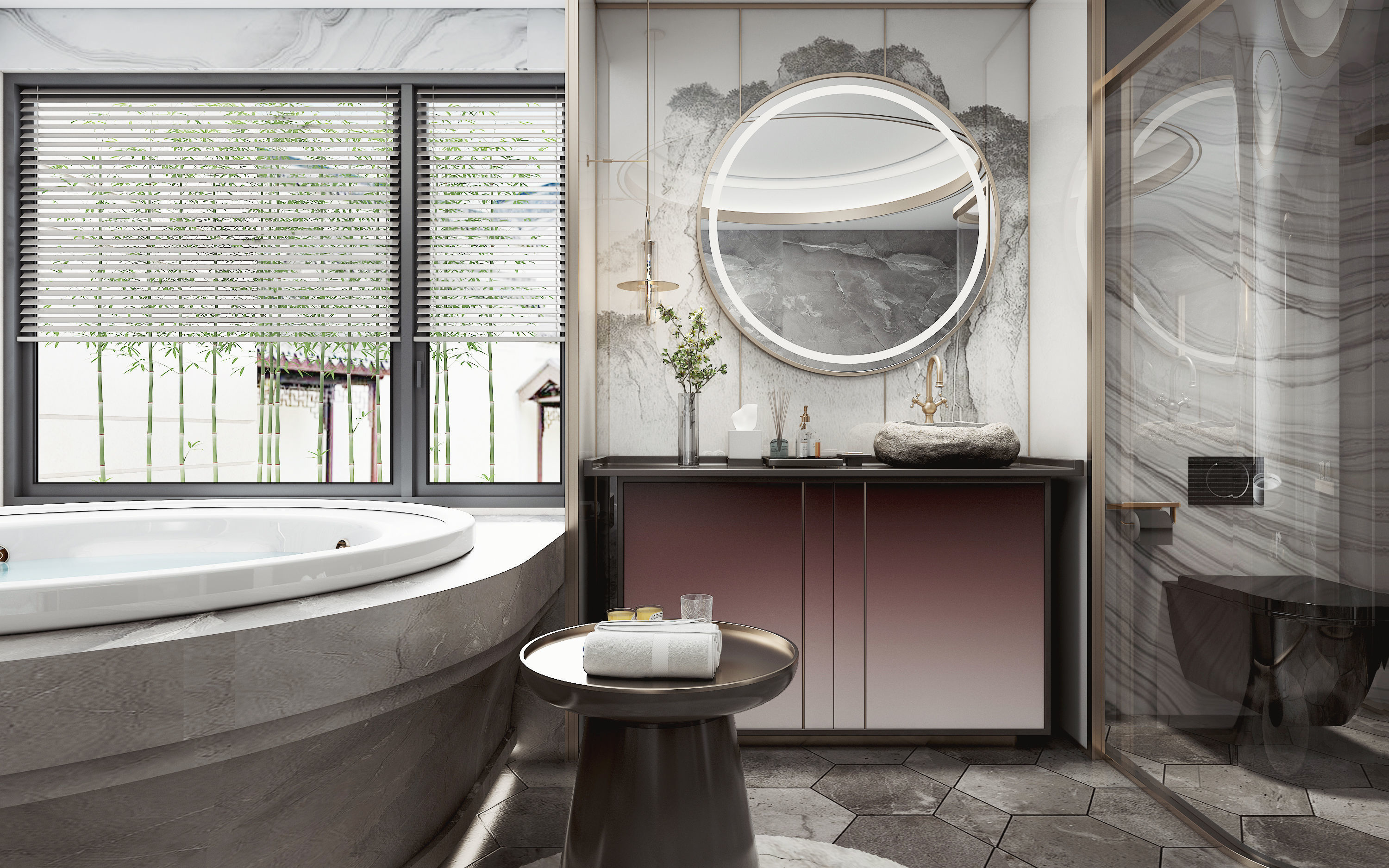 Chinese New bathroom style 3D model_3