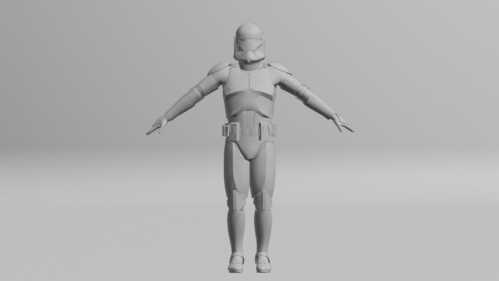 Clone Trooper Phase I Rigged 3D Asset - Clone Wars - BF2 style 3D model_4