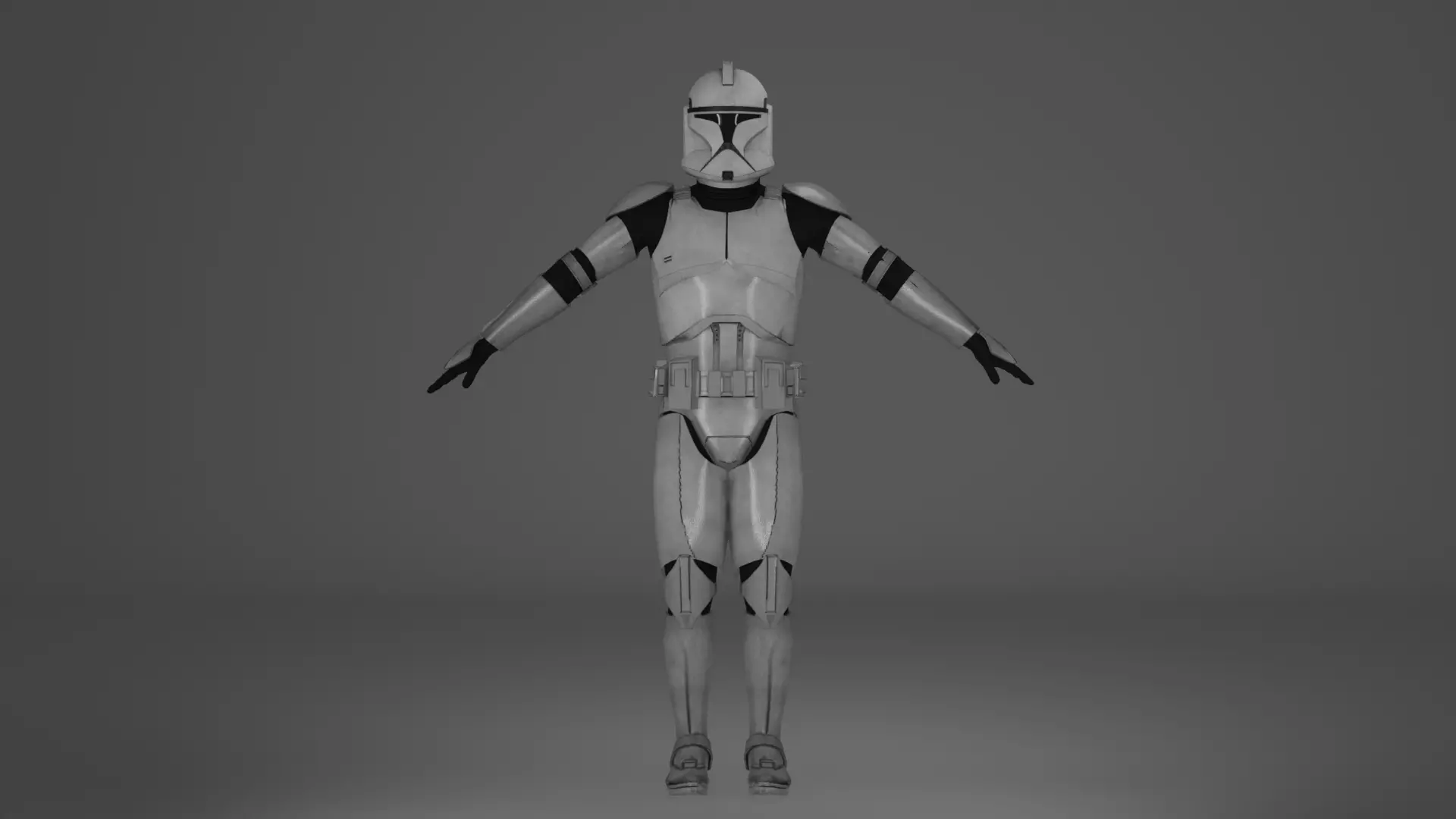 Clone Trooper Phase I Rigged 3D Asset - Clone Wars - BF2 style 3D model_0