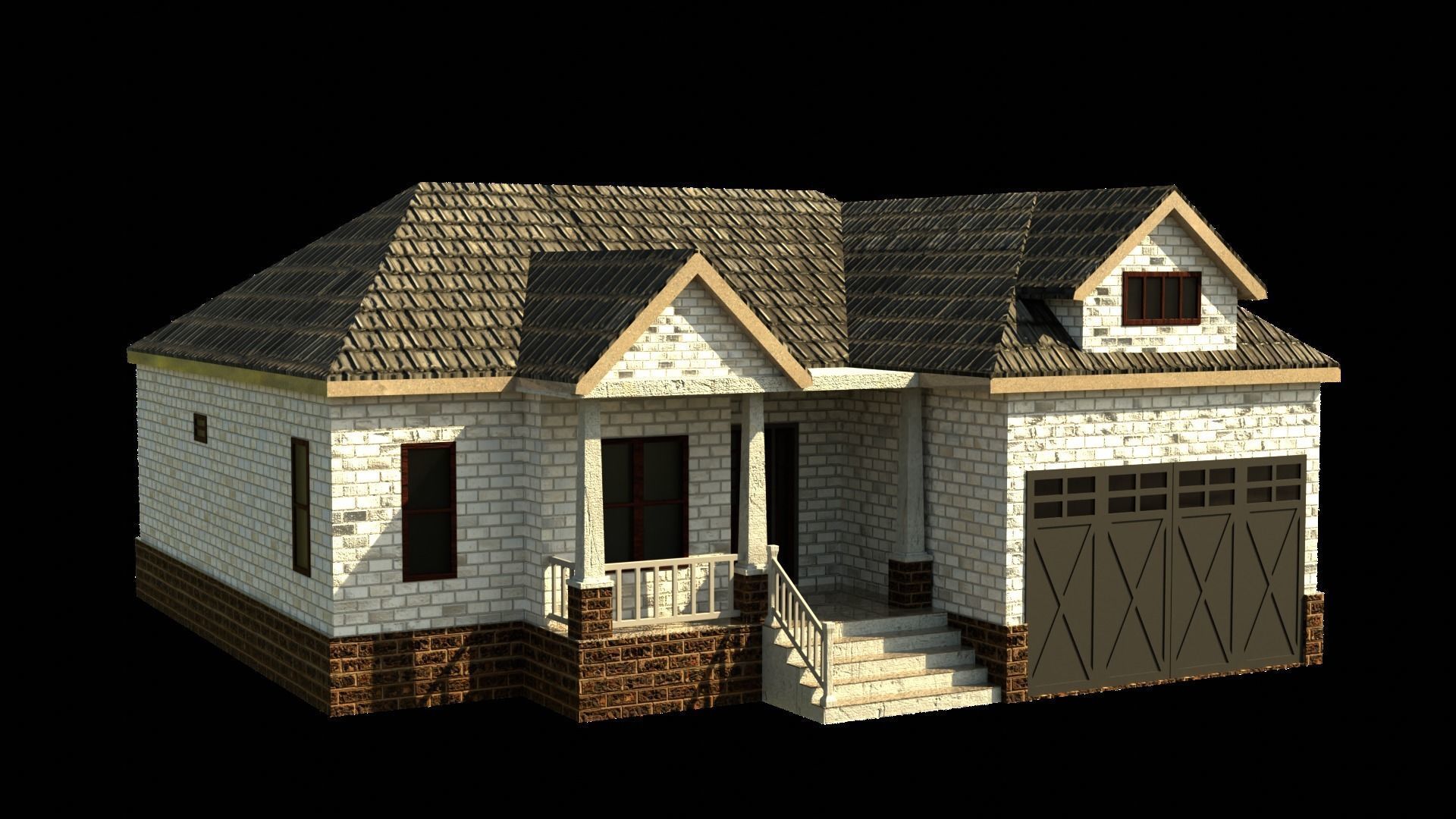 European House 02 Low-poly 3D model_8