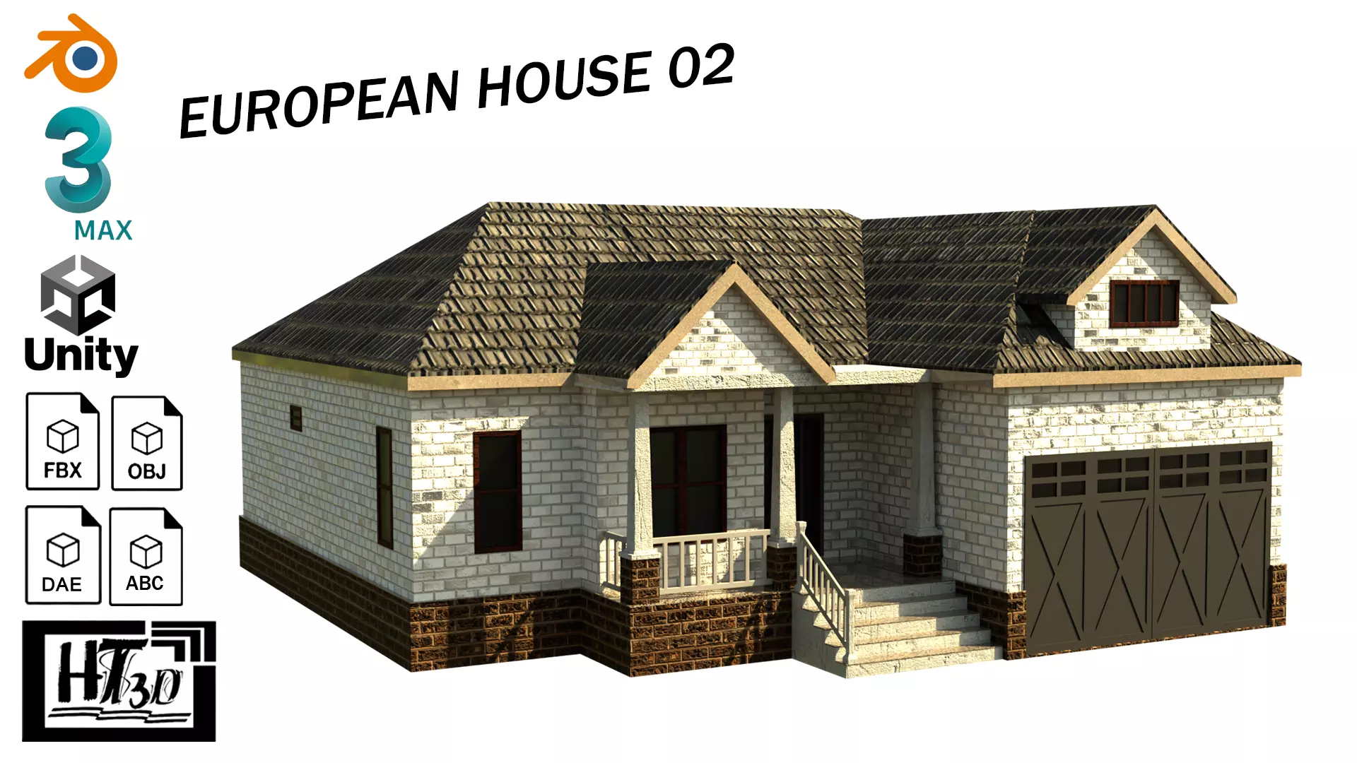 European House 02 Low-poly 3D model_0