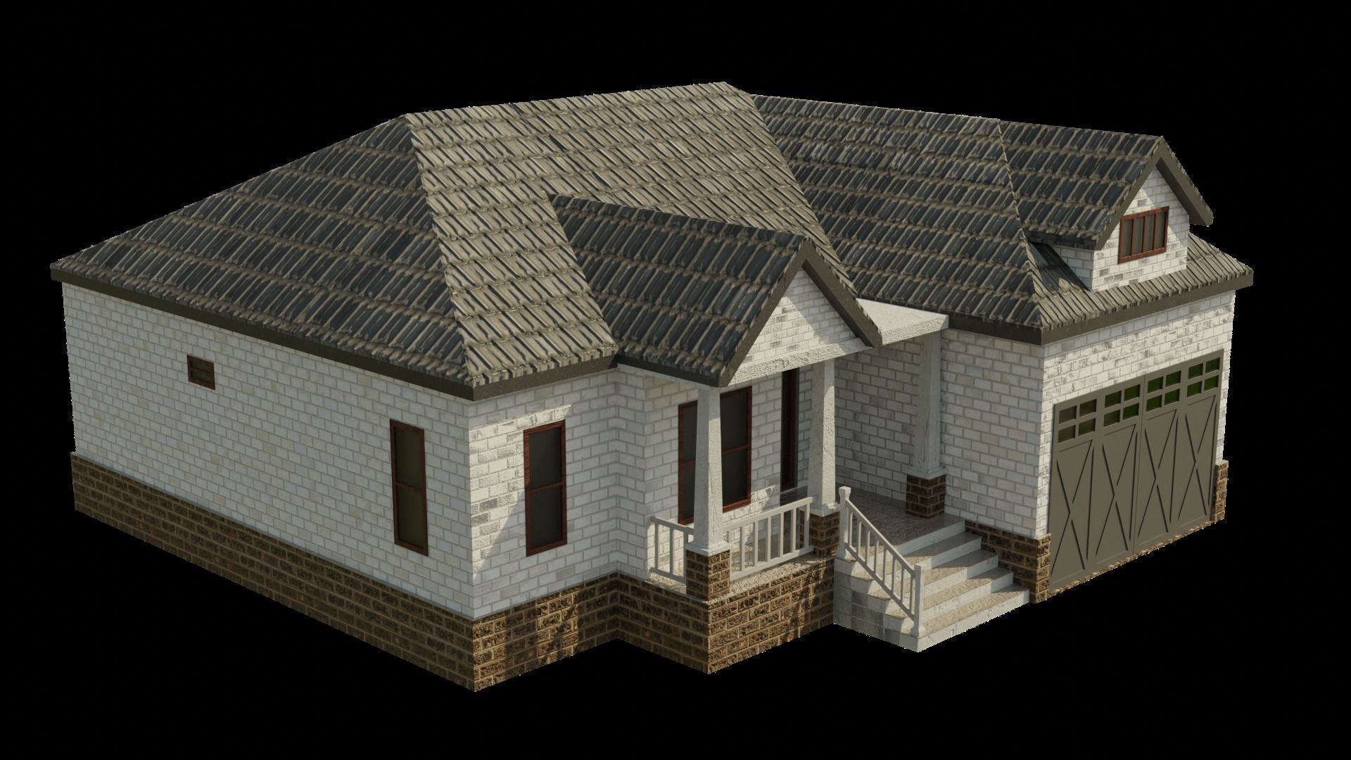 European House 02 Low-poly 3D model_1