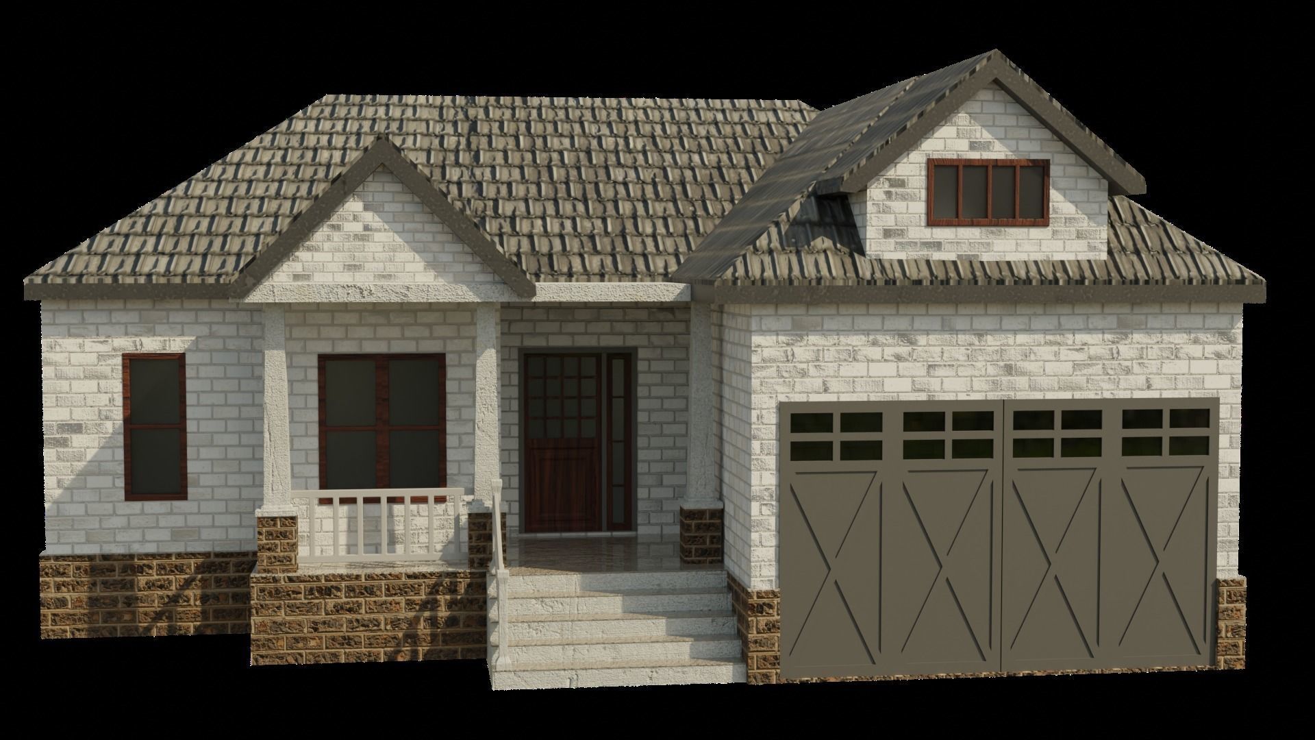 European House 02 Low-poly 3D model_3