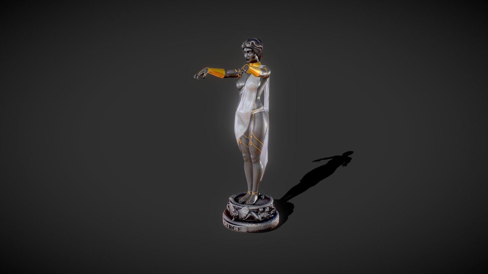 Circe statue or Kirke goddess statue 3D print model_4