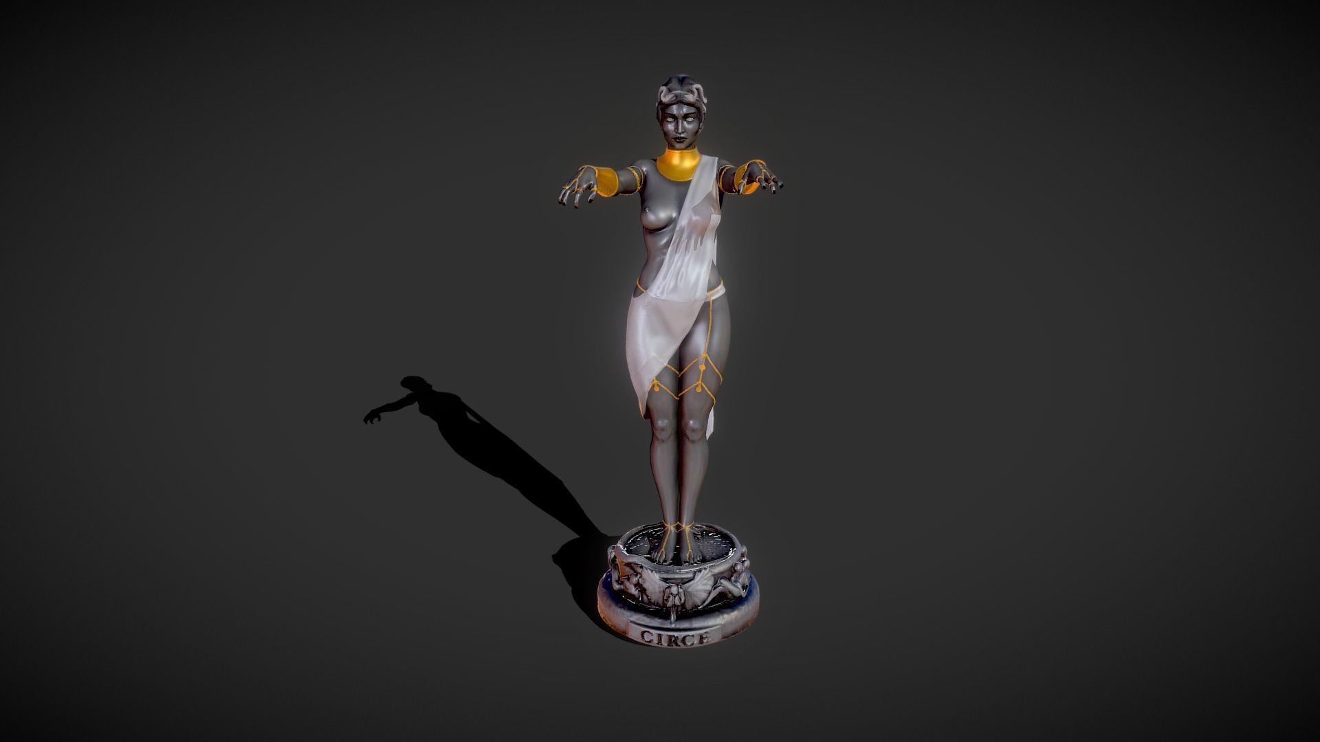 Circe statue or Kirke goddess statue 3D print model_5