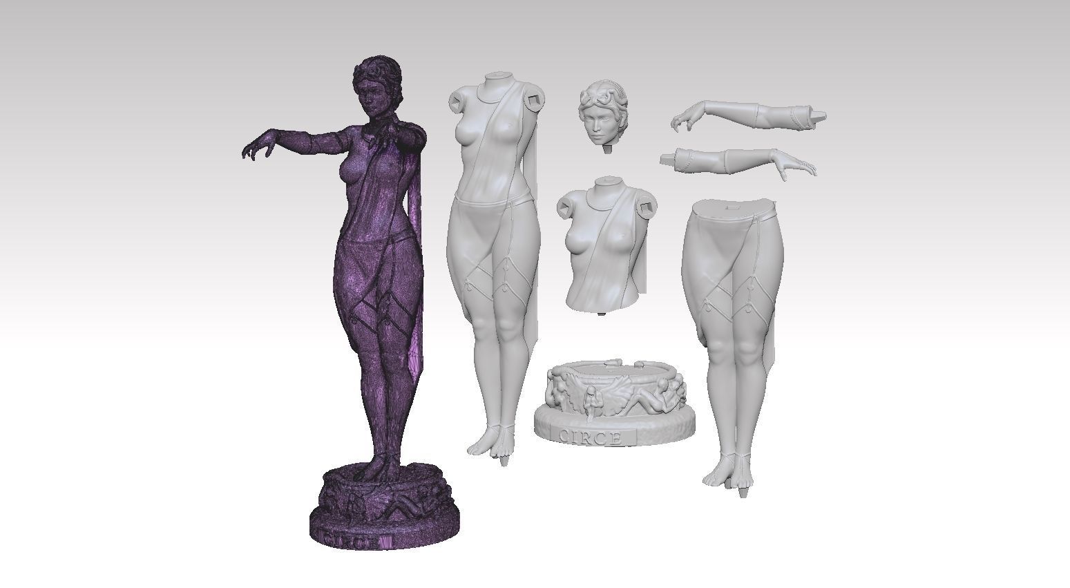 Circe statue or Kirke goddess statue 3D print model_3