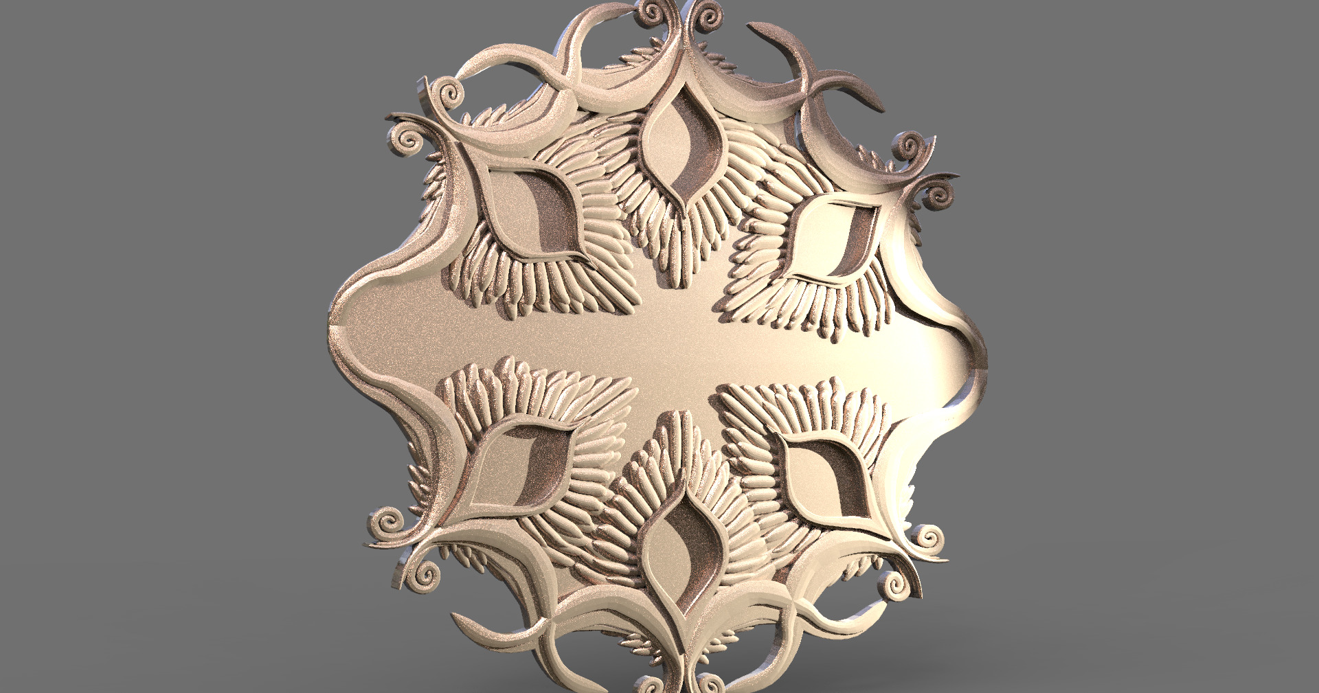 Gold Celtic sea mirror Low-poly 3D model_1