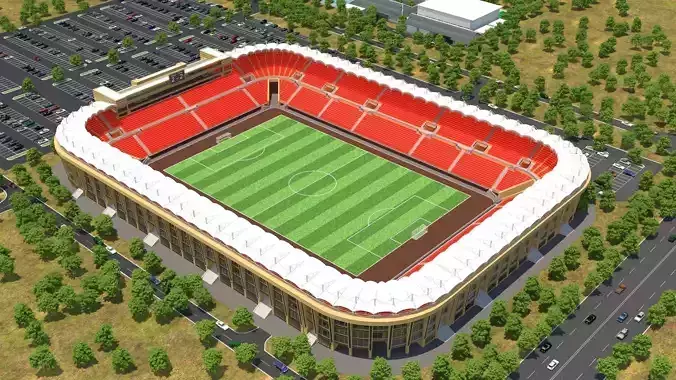 Football Stadium and Car low poly model Low-poly 3D model