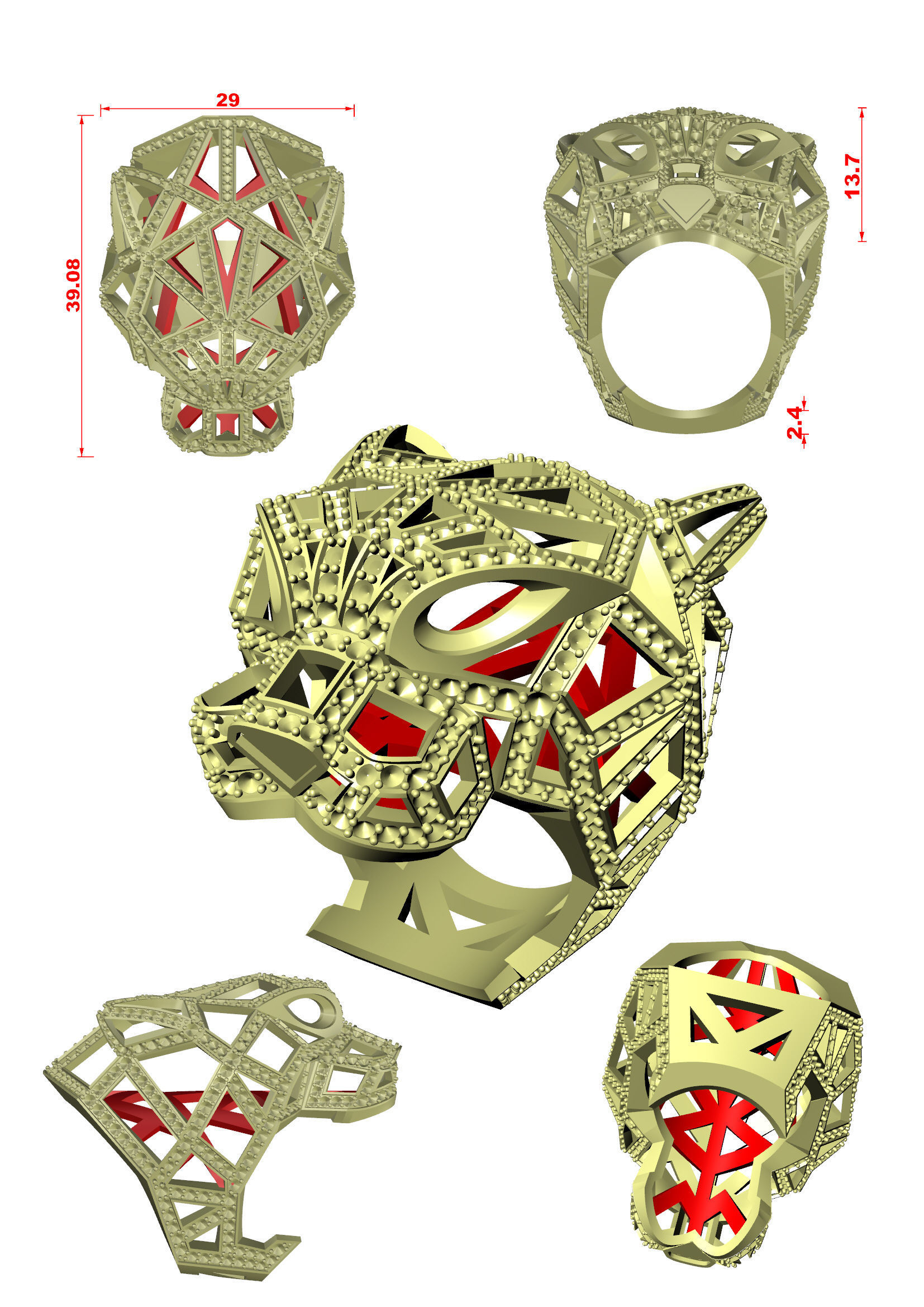 Panther Ring 3D print model_22