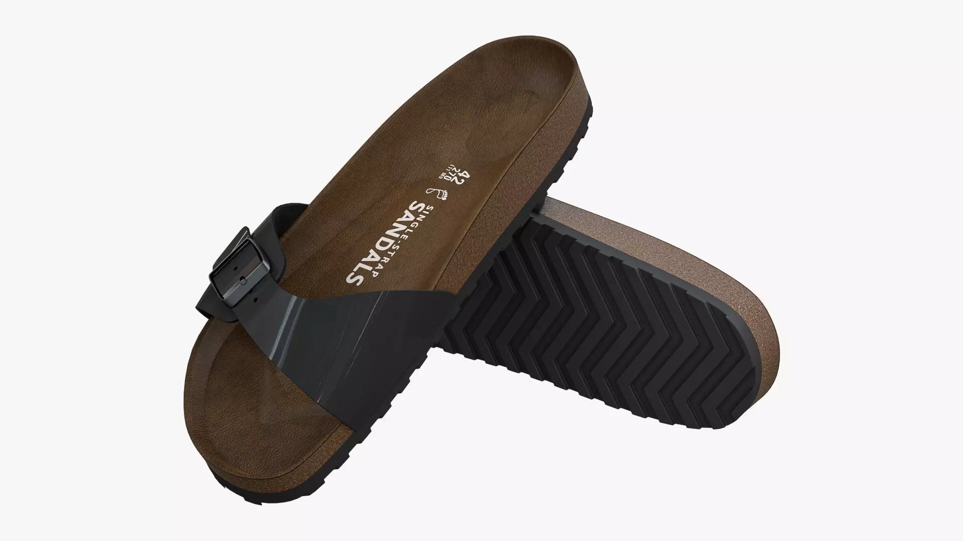 Single-Strap Sandals Black Patent 3D model_0