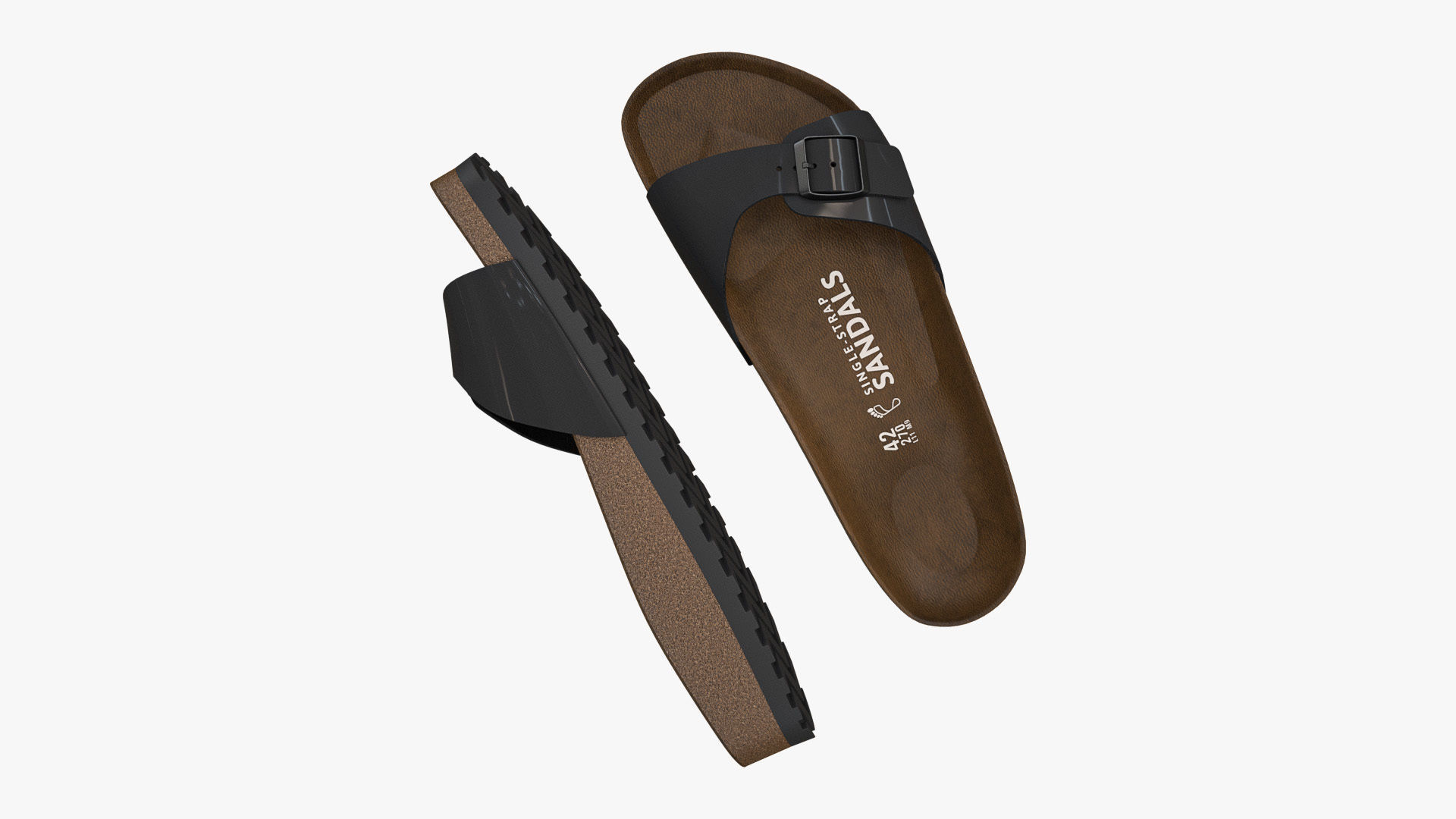 Single-Strap Sandals Black Patent 3D model_2
