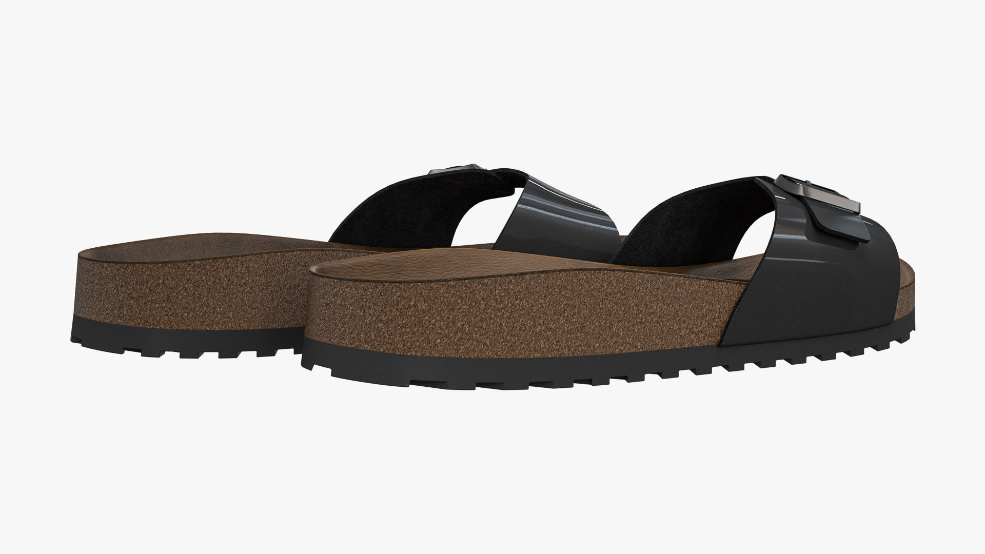 Single-Strap Sandals Black Patent 3D model_5