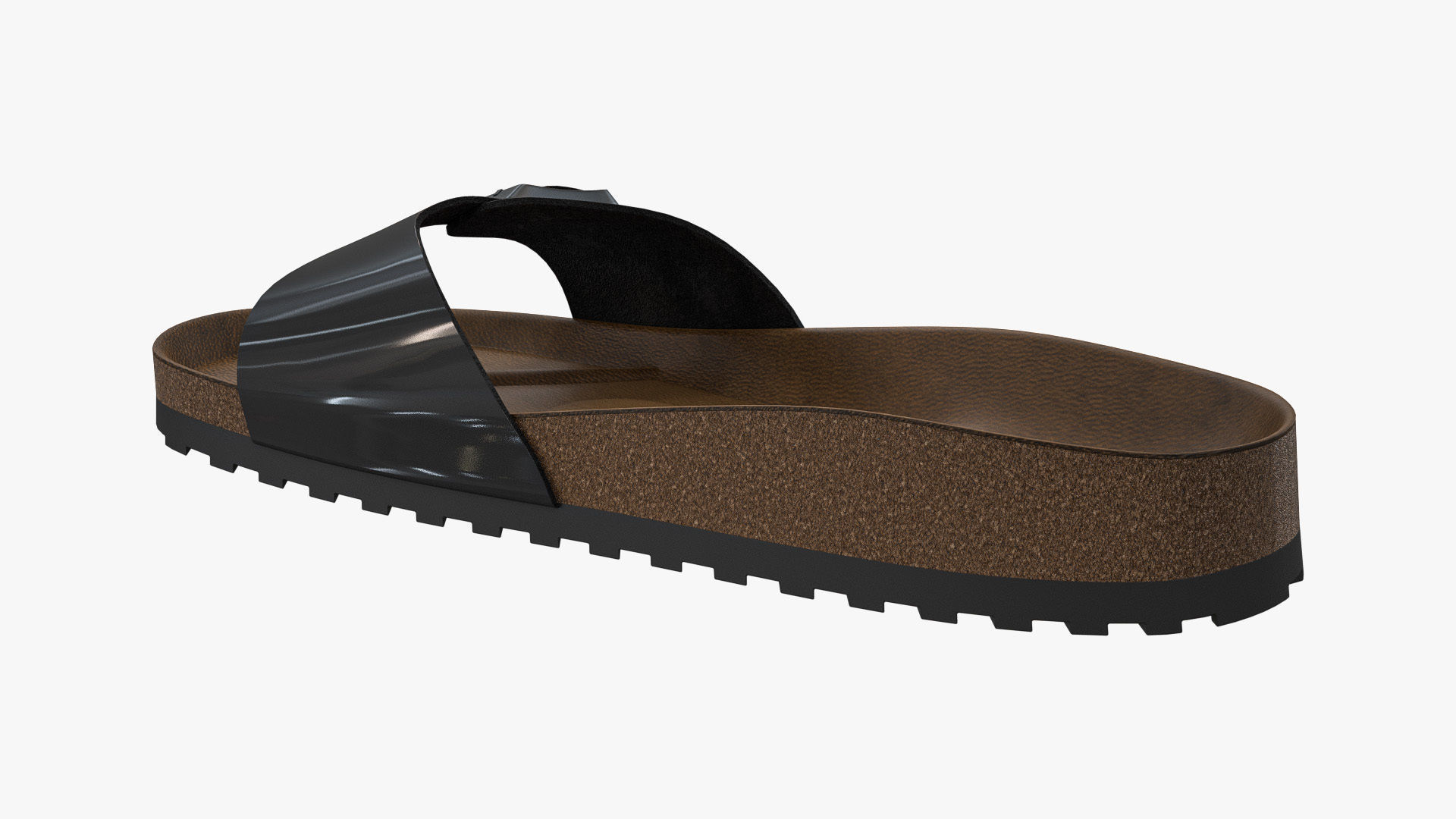 Single-Strap Sandals Black Patent 3D model_10