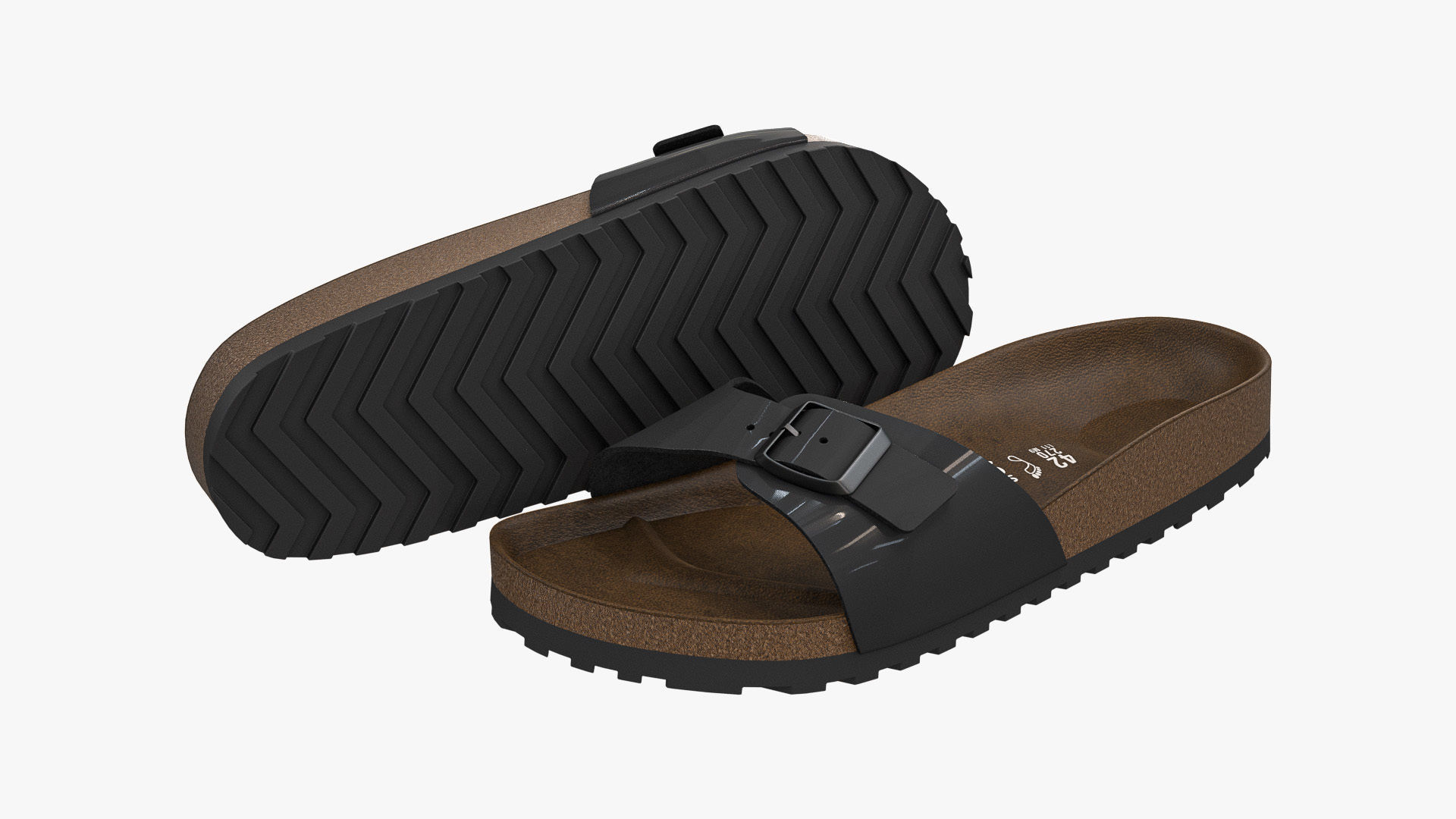 Single-Strap Sandals Black Patent 3D model_1