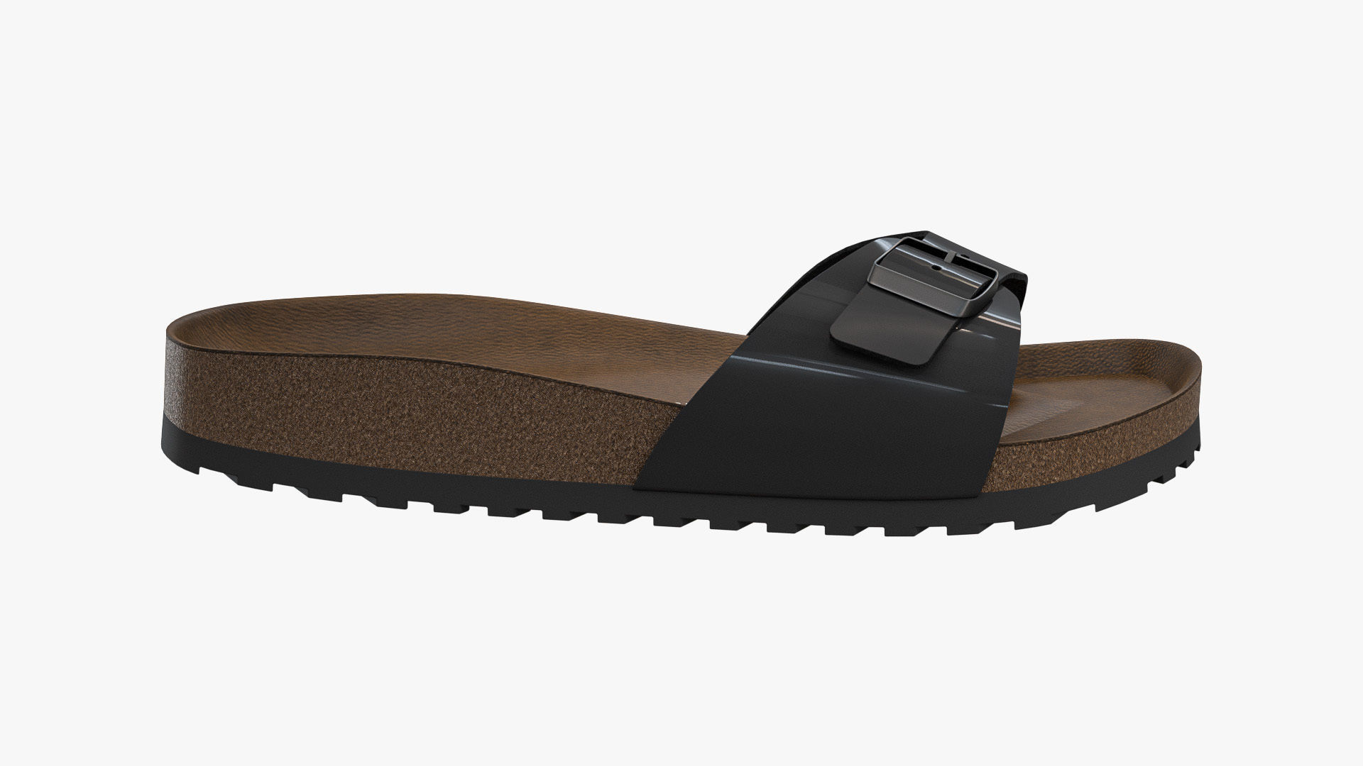 Single-Strap Sandals Black Patent 3D model_6