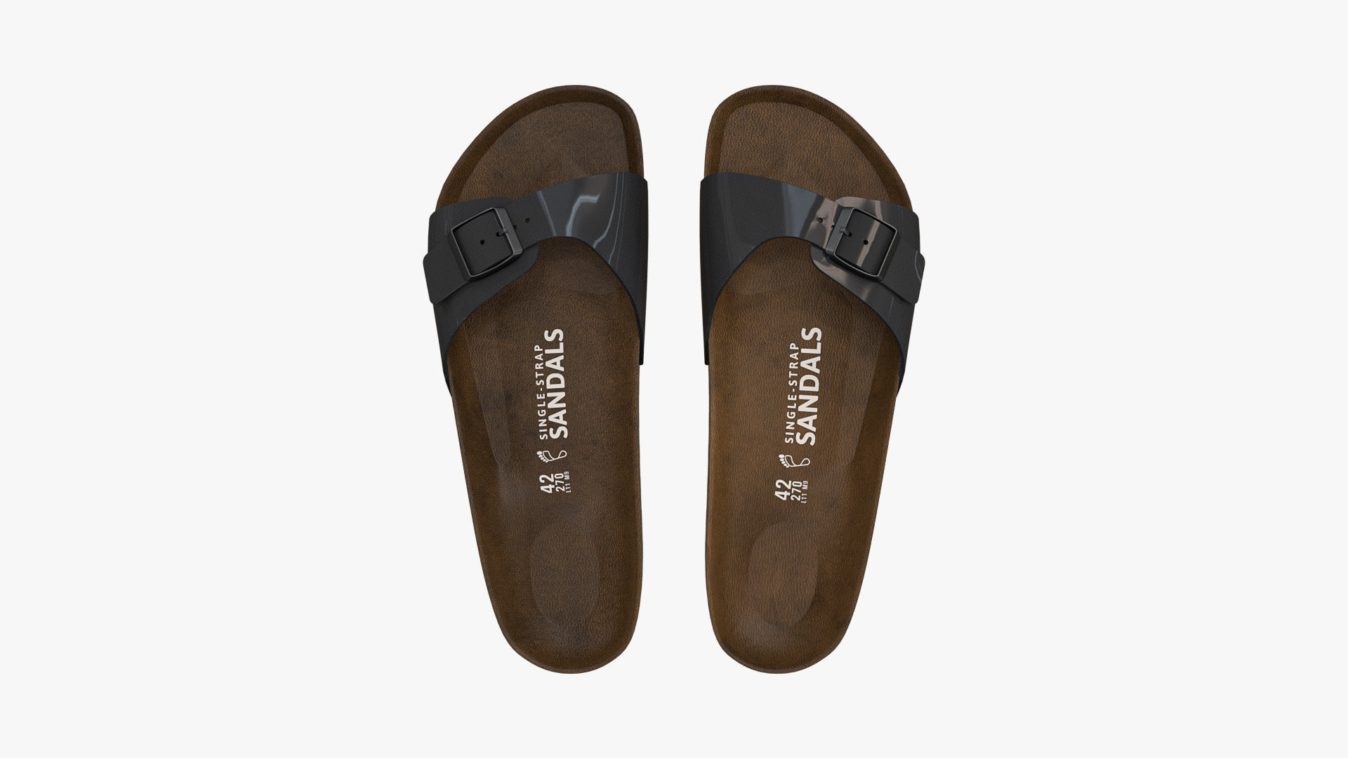 Single-Strap Sandals Black Patent 3D model_3