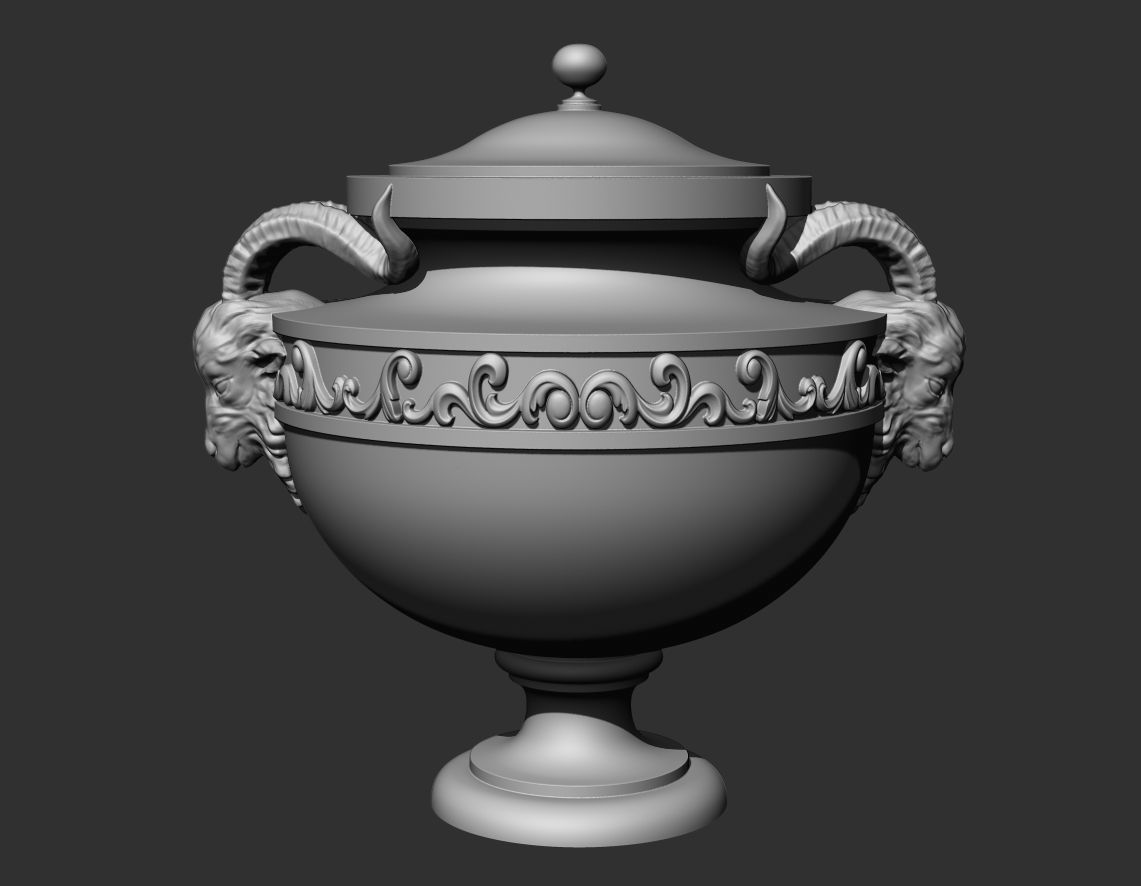 Urn with rams heads 3D model_2