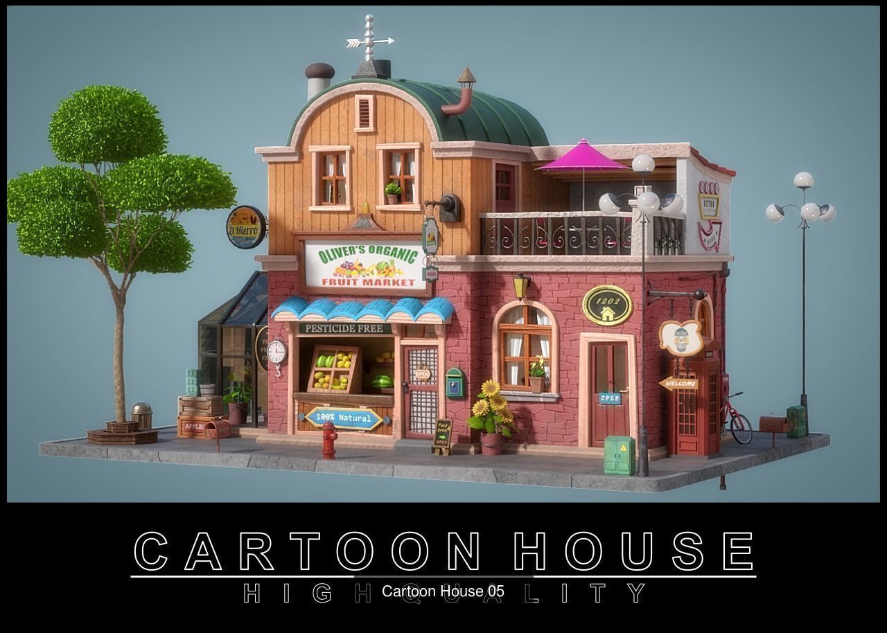 Cartoon House Pack 01 3D Model Collection_5