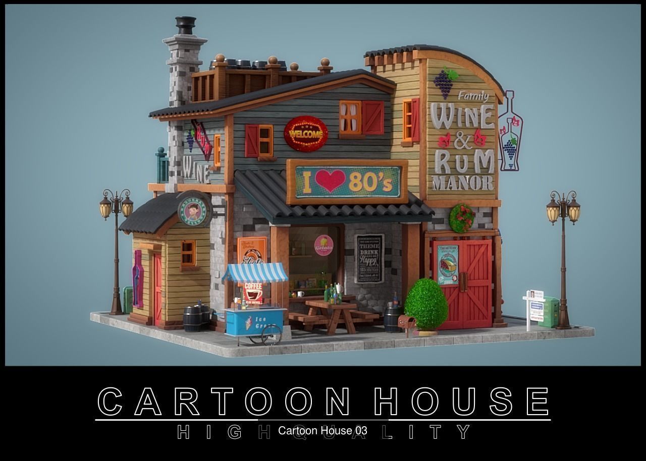 Cartoon House Pack 01 3D Model Collection_3