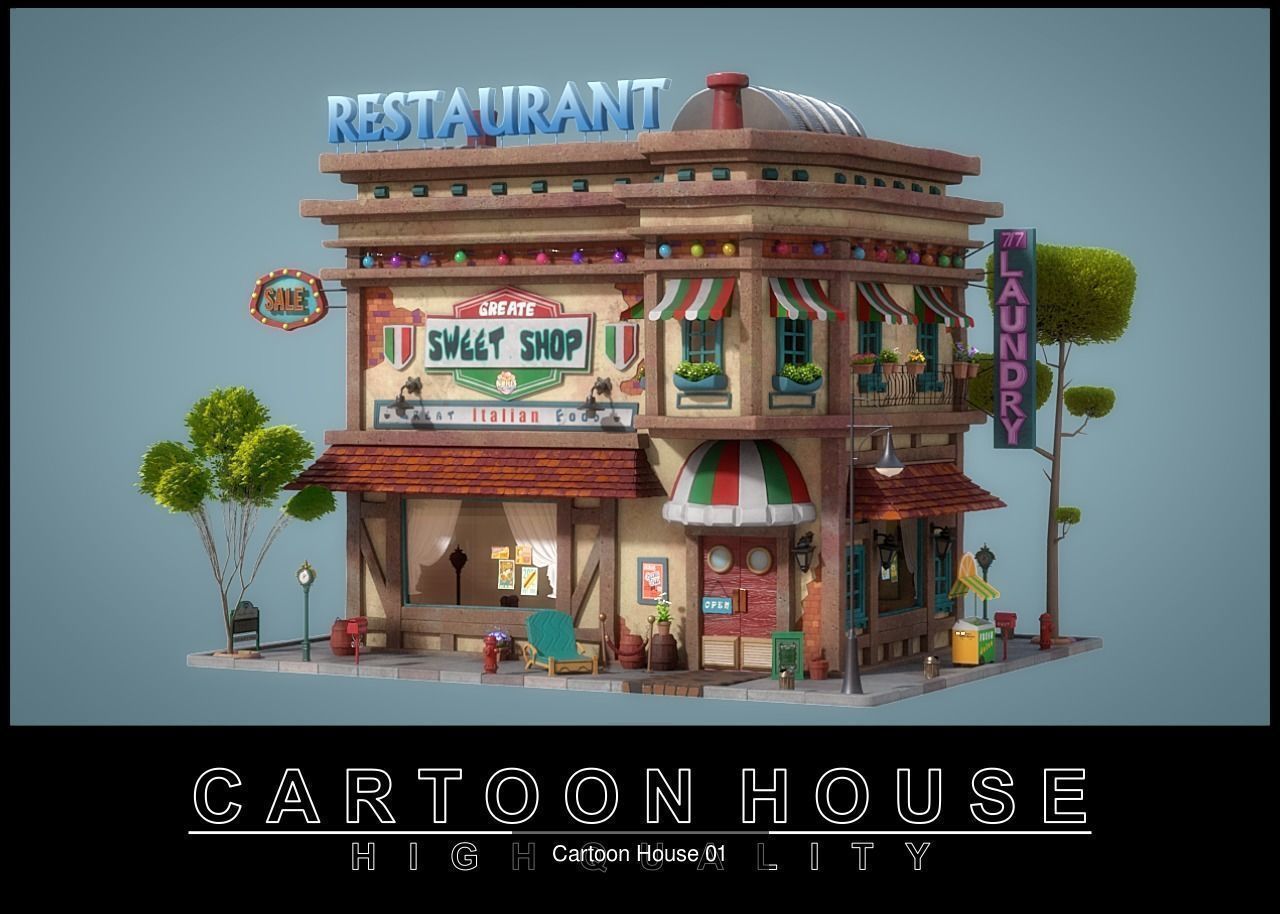 Cartoon House Pack 01 3D Model Collection_1