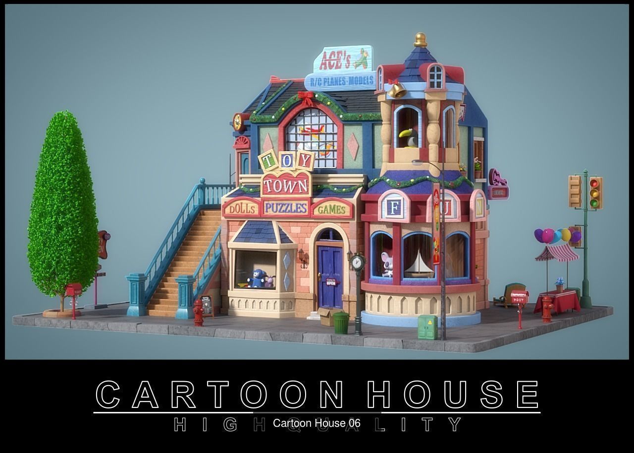 Cartoon House Pack 01 3D Model Collection_6