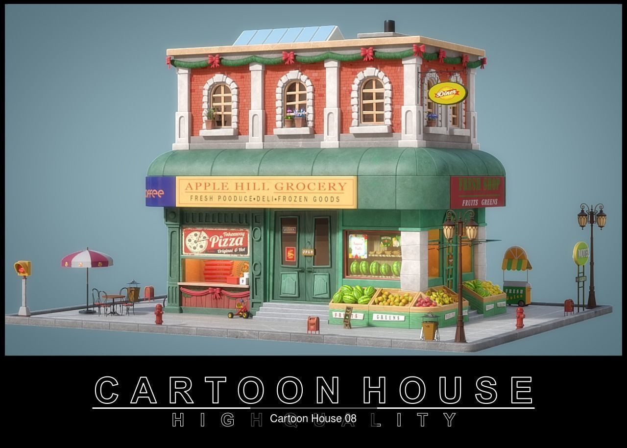 Cartoon House Pack 02 3D Model Collection_4