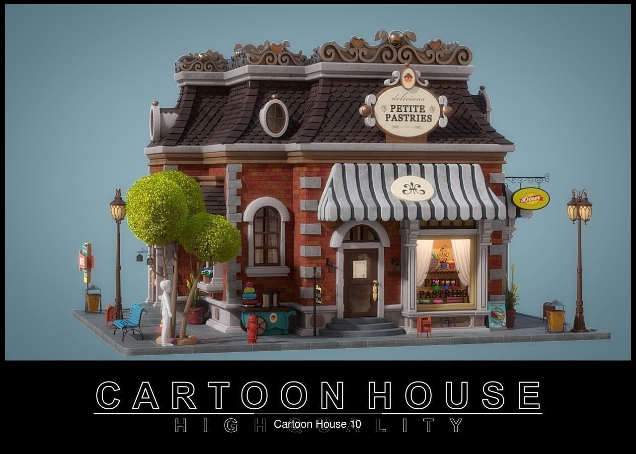 Cartoon House Pack 02 3D Model Collection_2