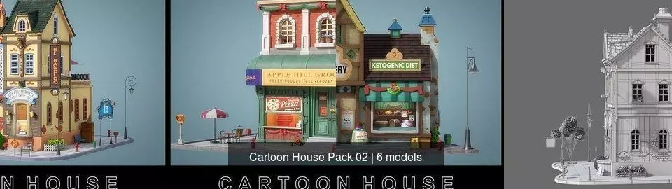 Cartoon House Pack 02 3D Model Collection_1