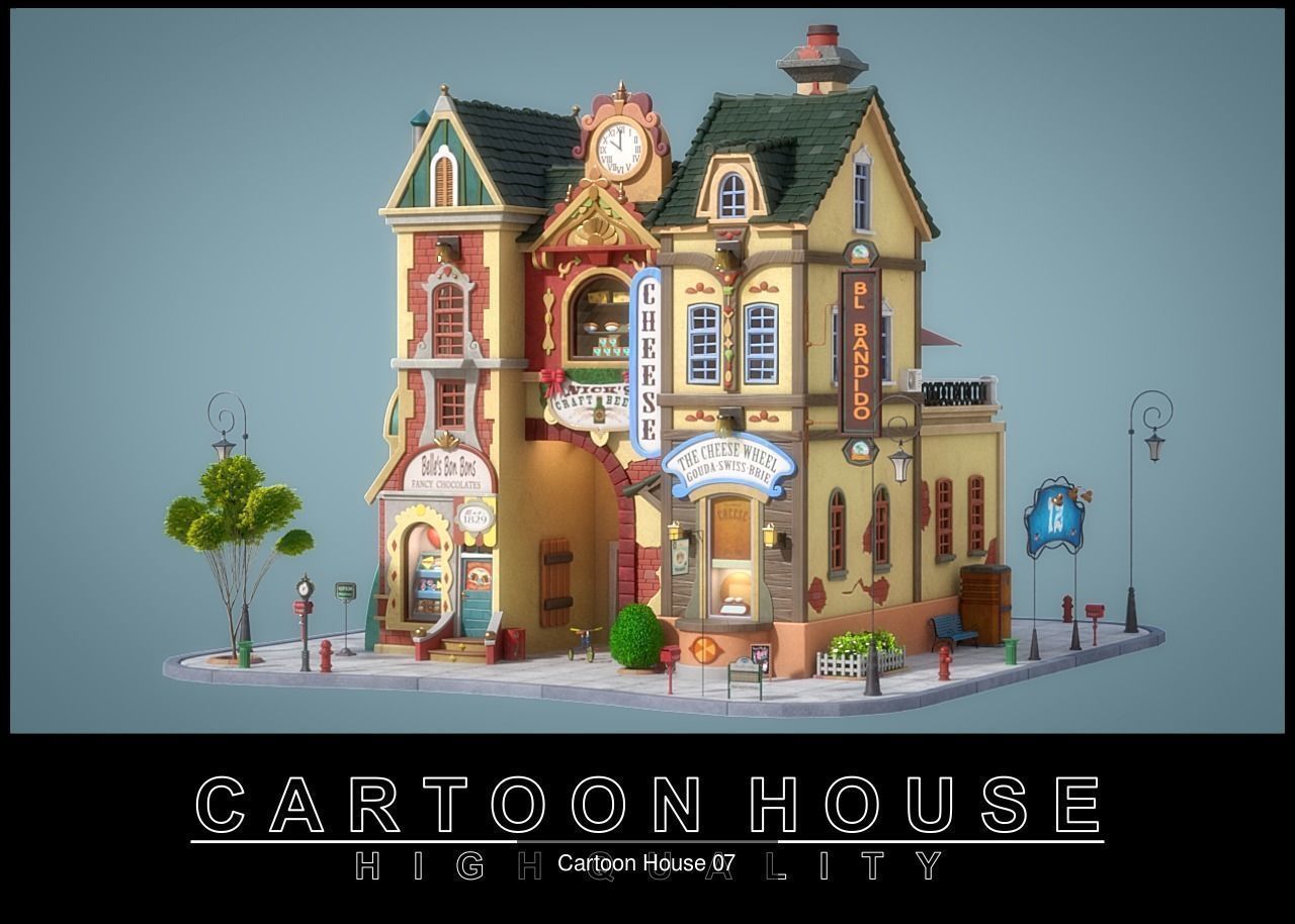 Cartoon House Pack 02 3D Model Collection_3