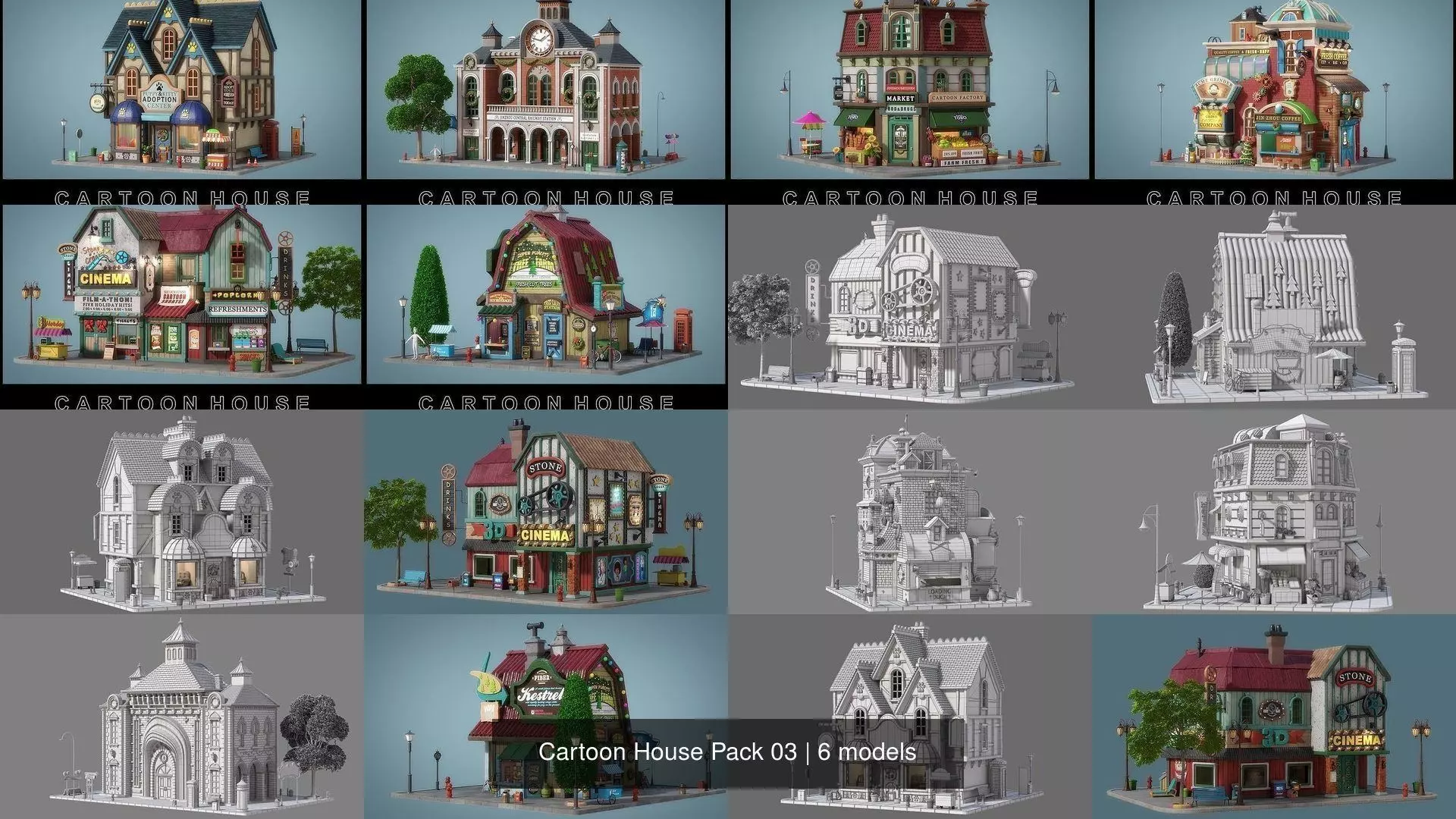 Cartoon House Pack 03 3D Model Collection_1