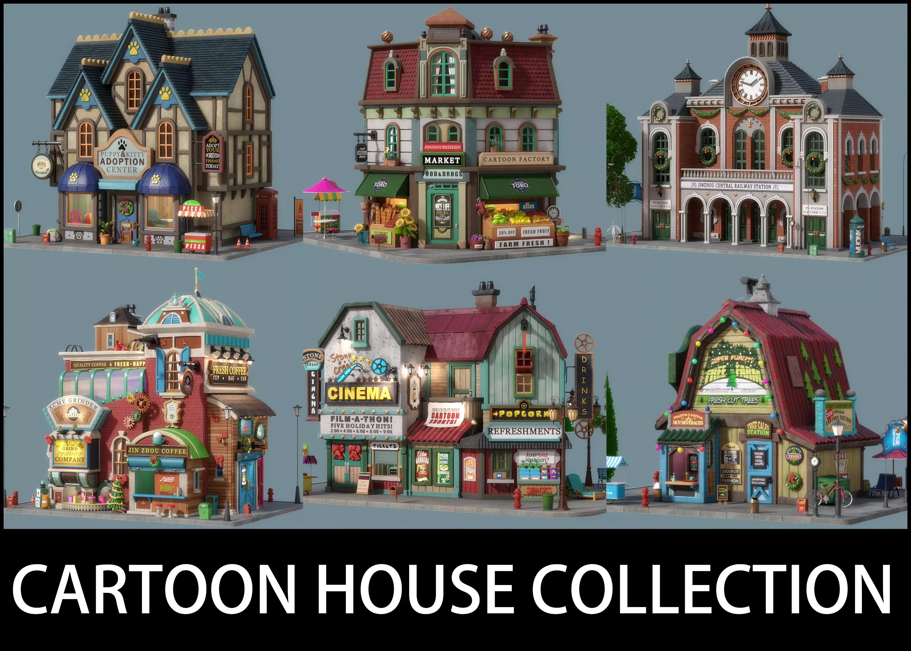 Cartoon House Pack 03 3D Model Collection_0