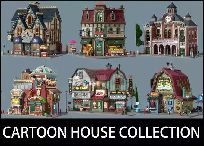 Cartoon House Pack 03 3D Model Collection