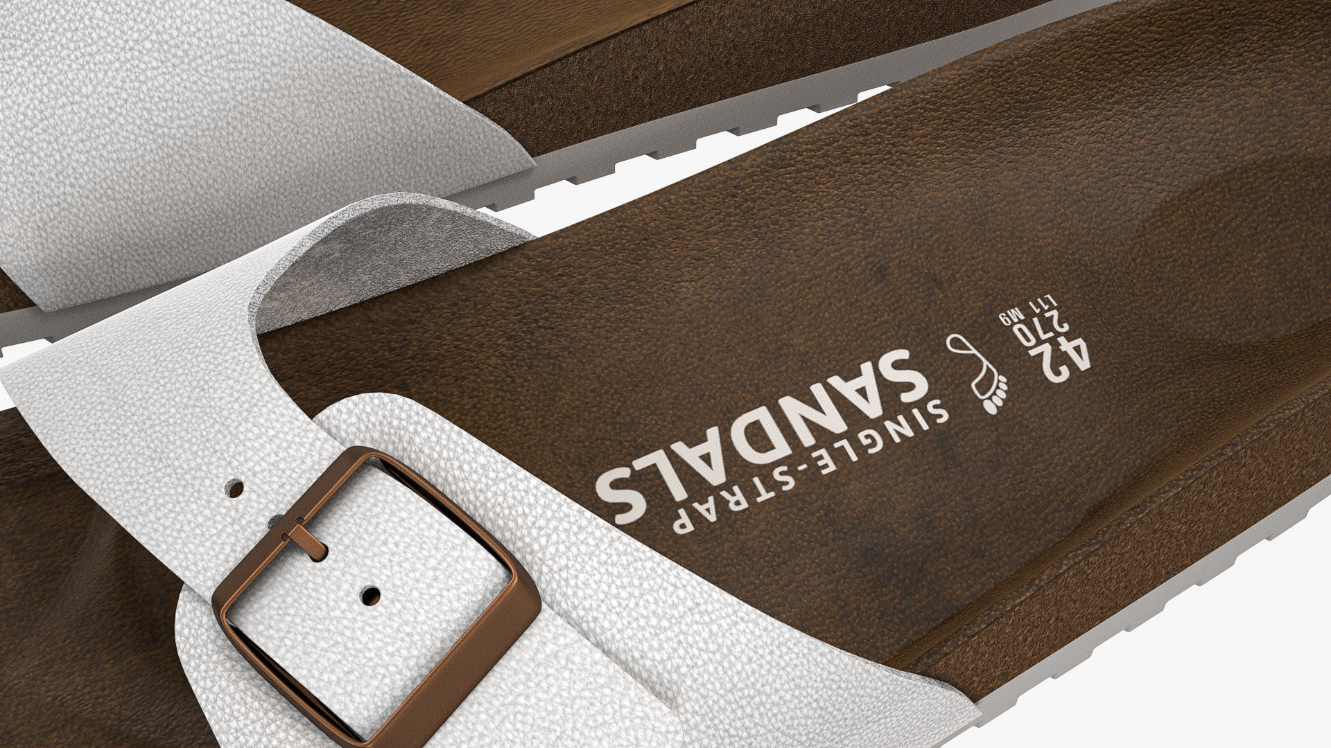 Single-Strap Sandals White Leather 3D model_11