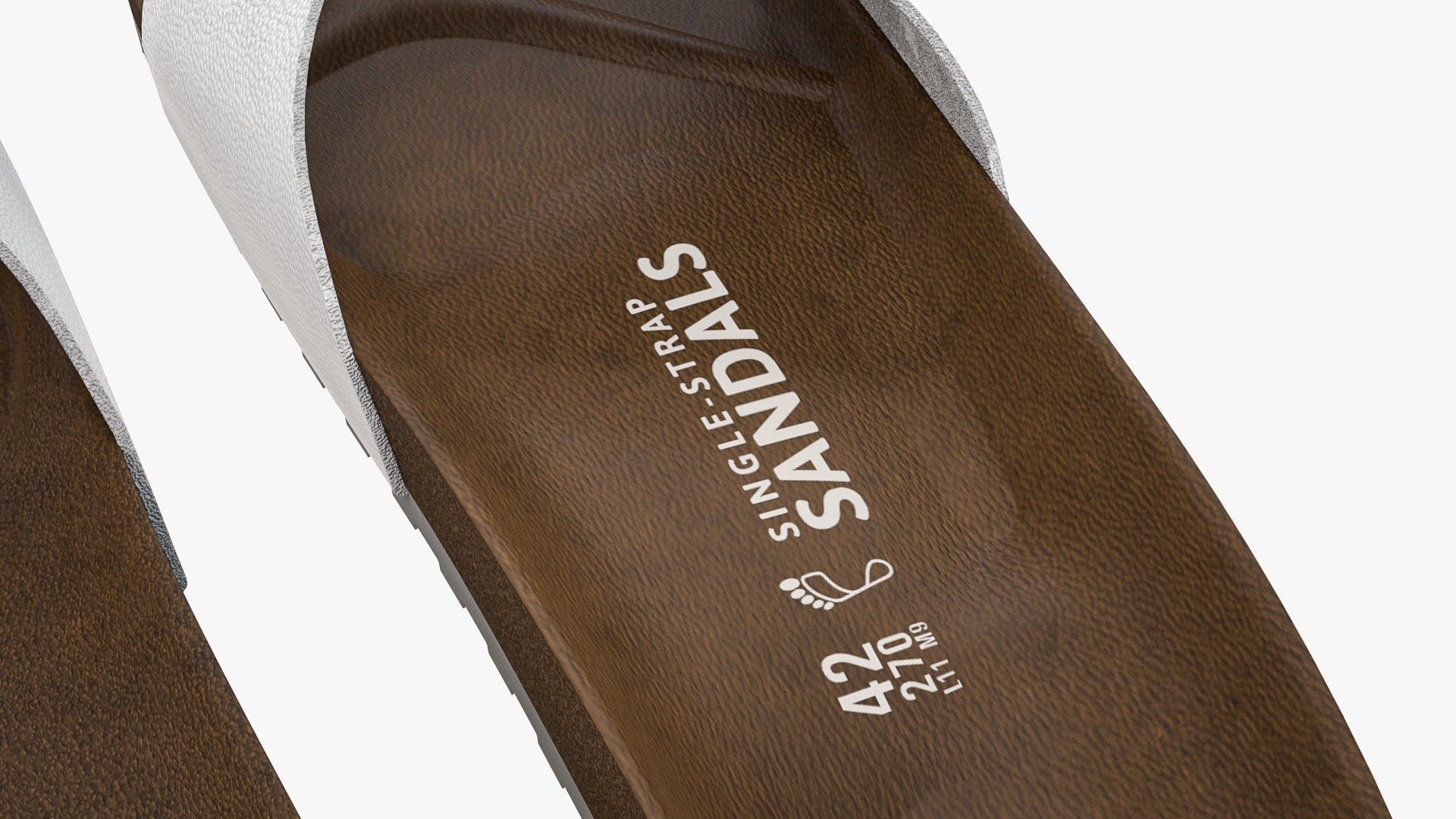 Single-Strap Sandals White Leather 3D model_12