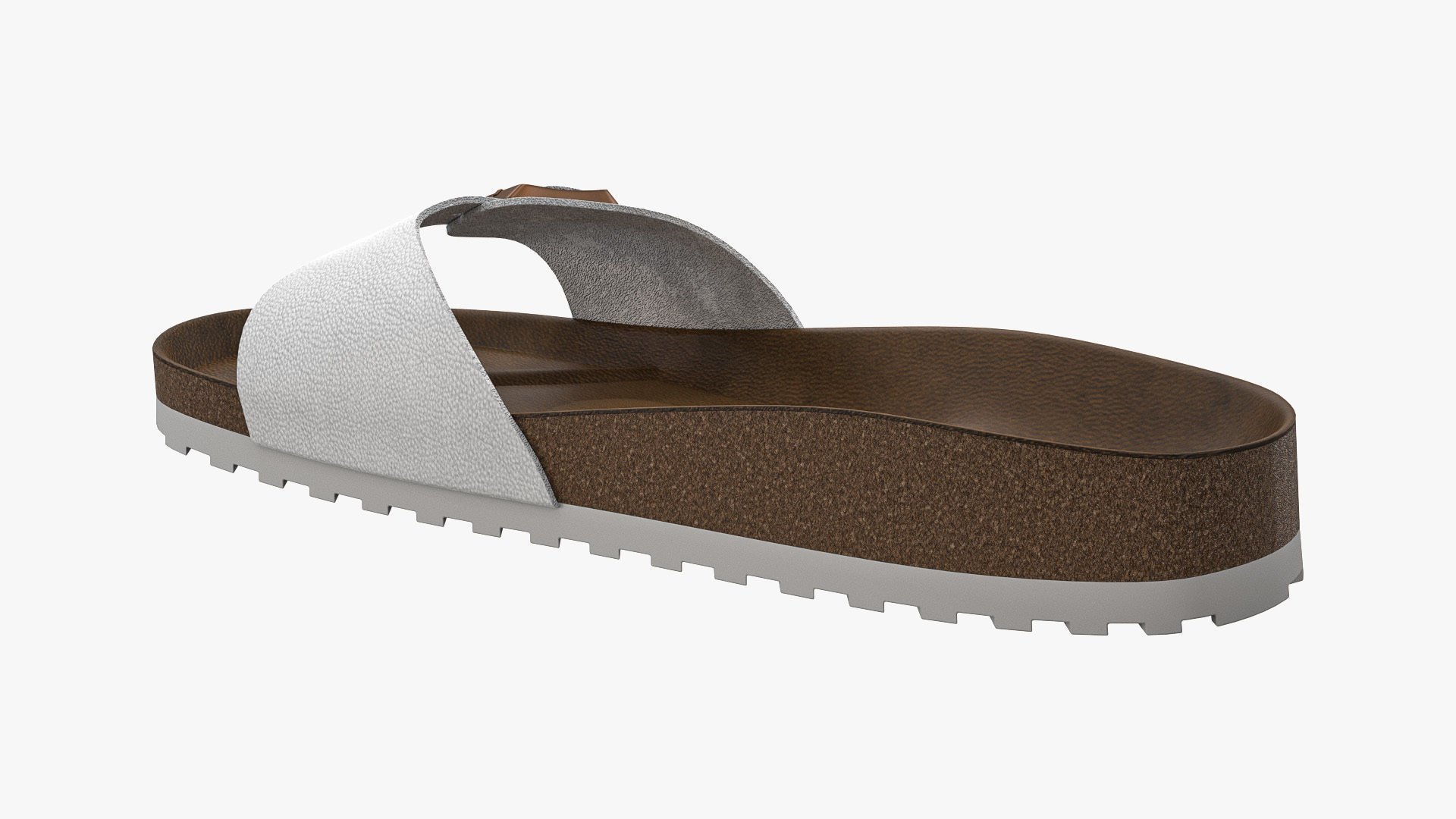 Single-Strap Sandals White Leather 3D model_10