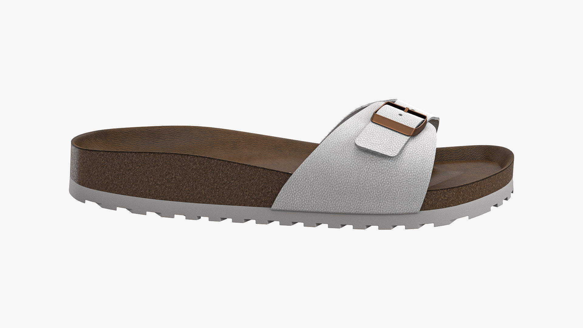 Single-Strap Sandals White Leather 3D model_6