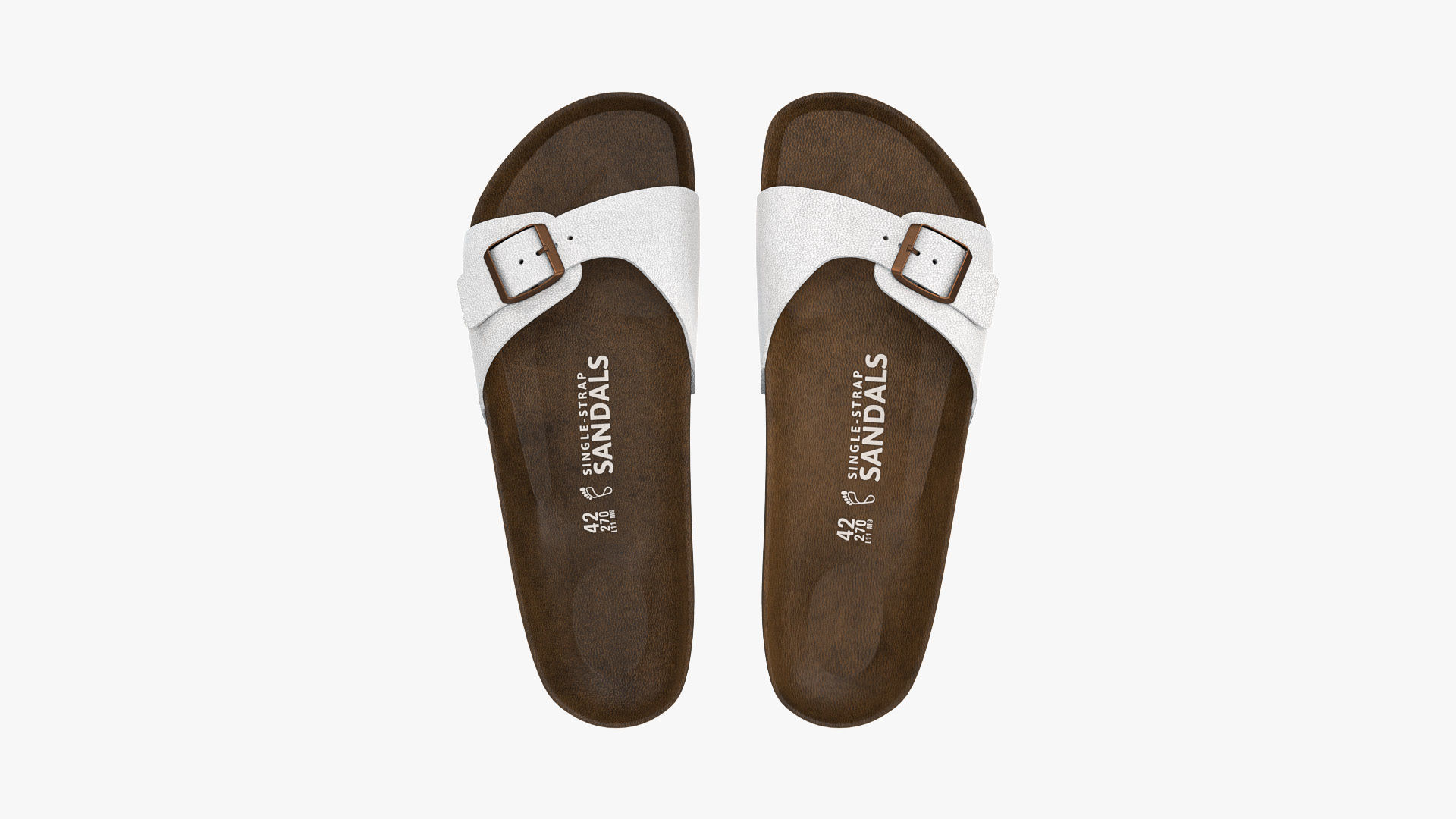 Single-Strap Sandals White Leather 3D model_3