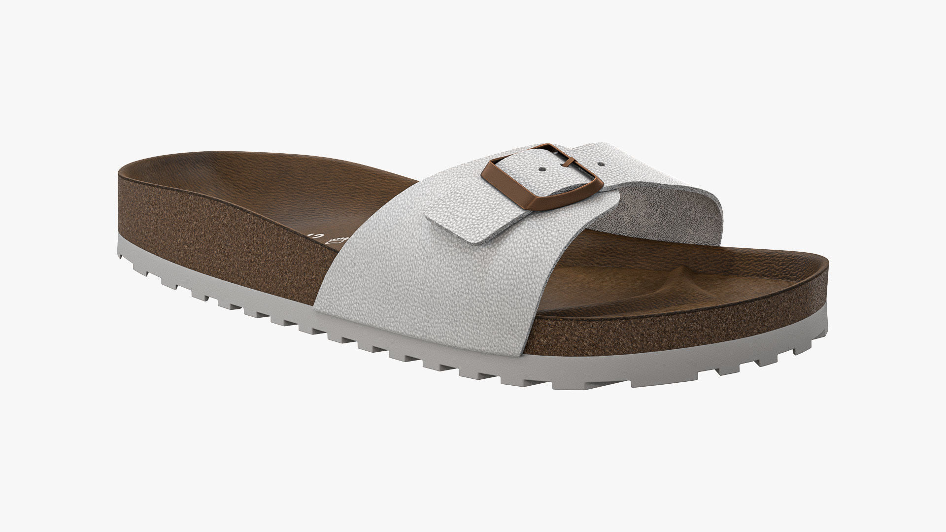 Single-Strap Sandals White Leather 3D model_9