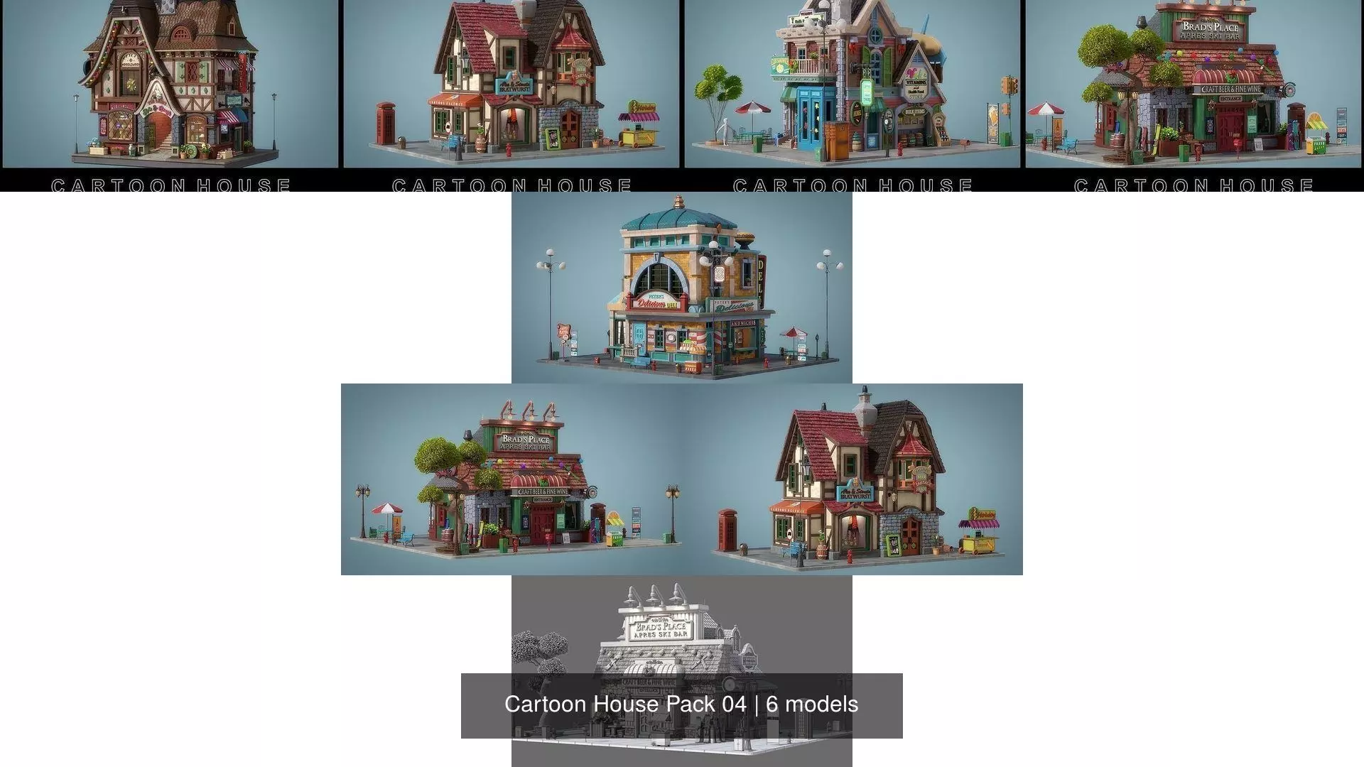 Cartoon House Pack 04 3D Model Collection_1