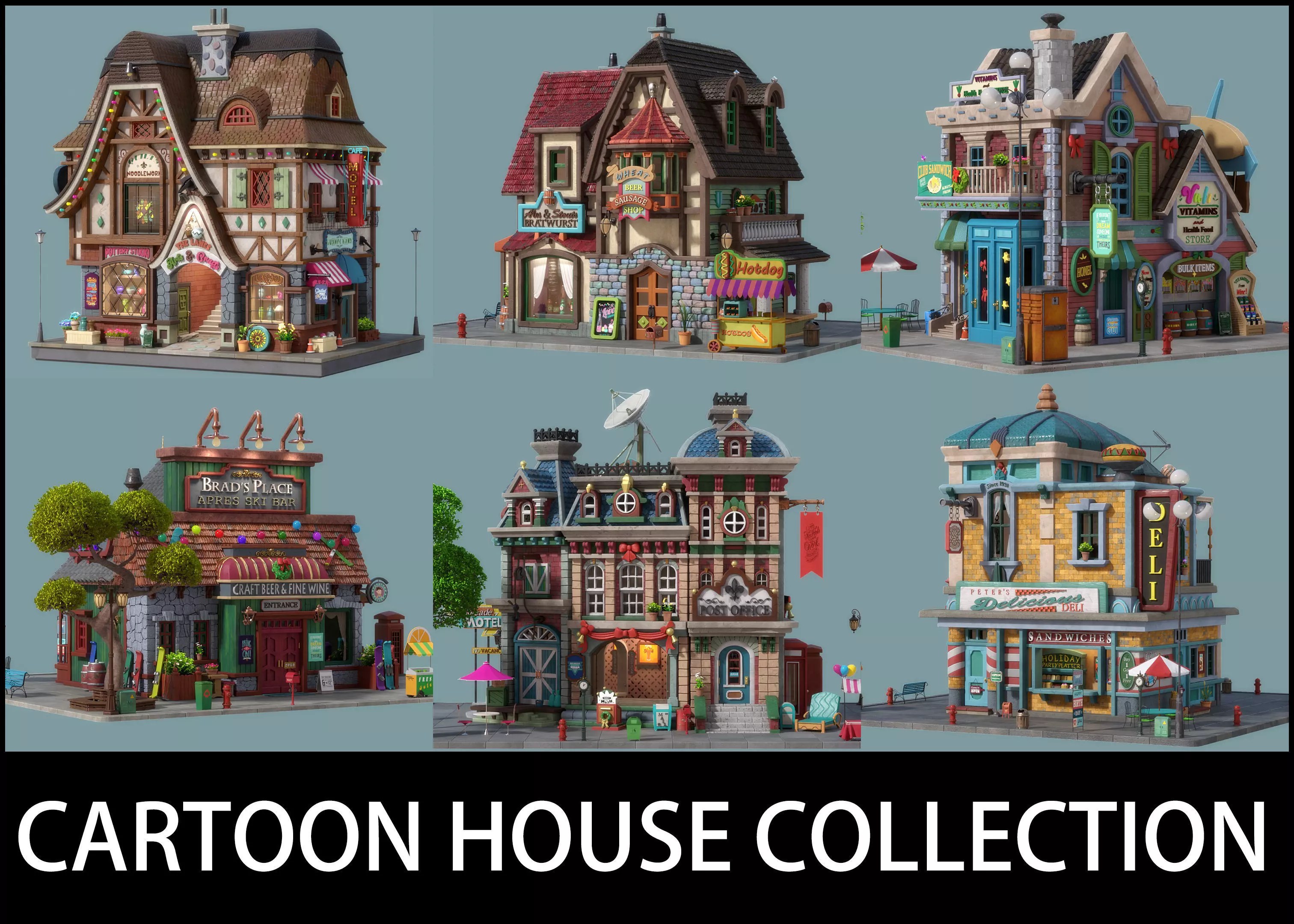 Cartoon House Pack 04 3D Model Collection_0