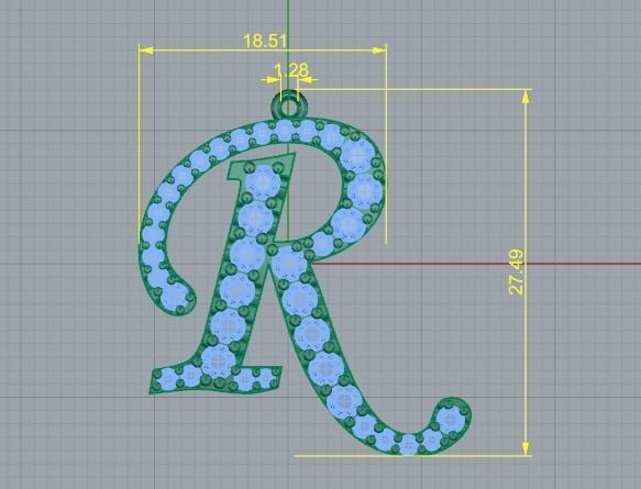 Pendant in the form of a letter R N01417 3D print model_5