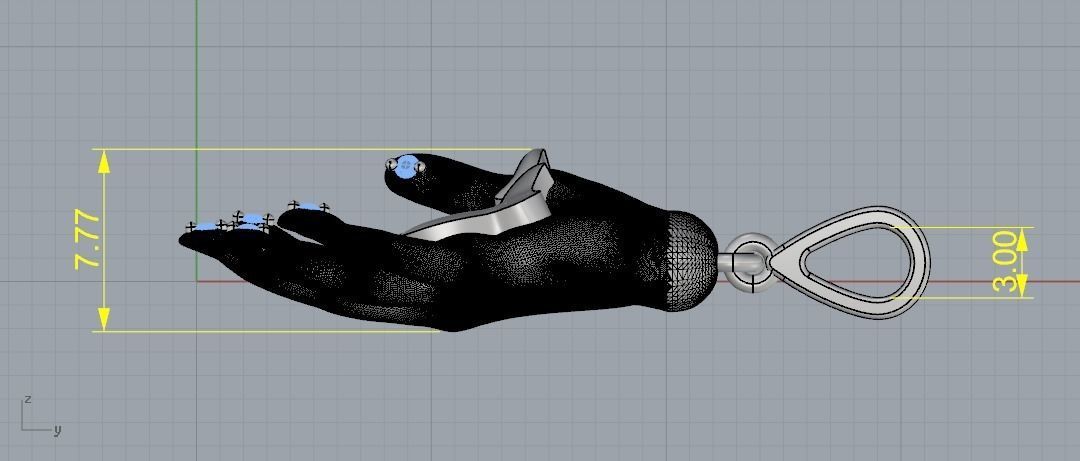 Pendant in the shape of a hand N011777 3D print model_6