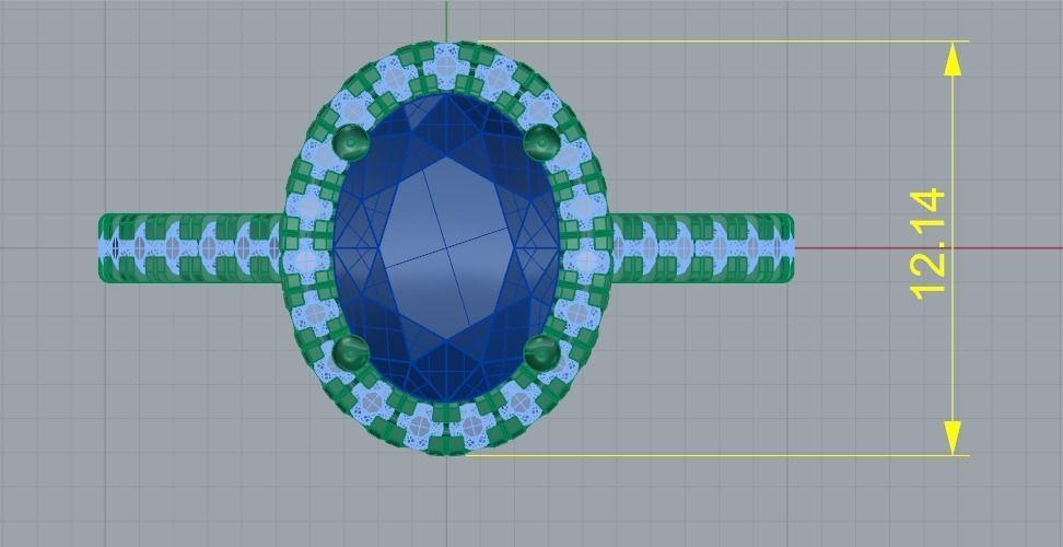 Ring with oval stone N011743 3D print model_6