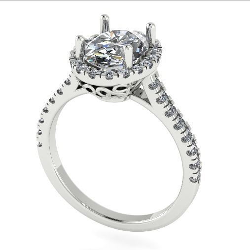 Ring with oval stone N011743 3D print model_1