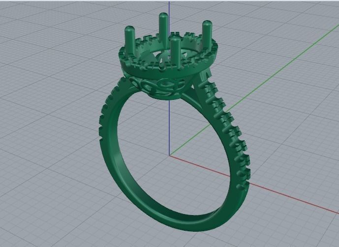 Ring with oval stone N011743 3D print model_2