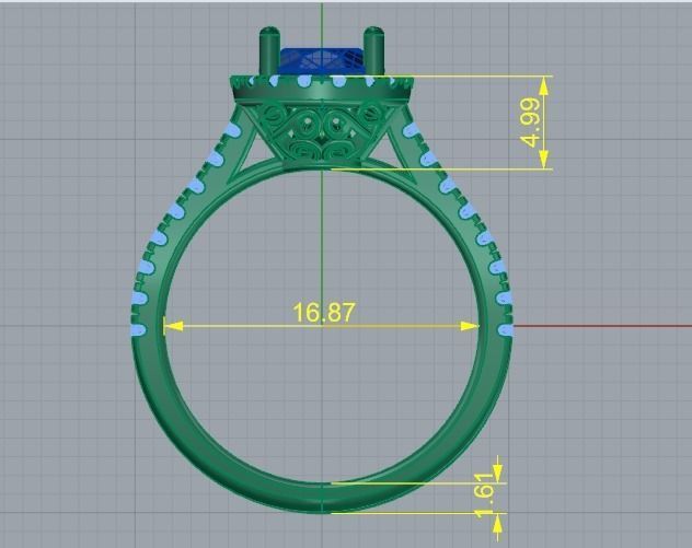 Ring with oval stone N011743 3D print model_5