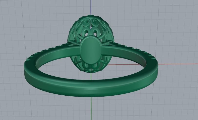Ring with oval stone N011743 3D print model_4