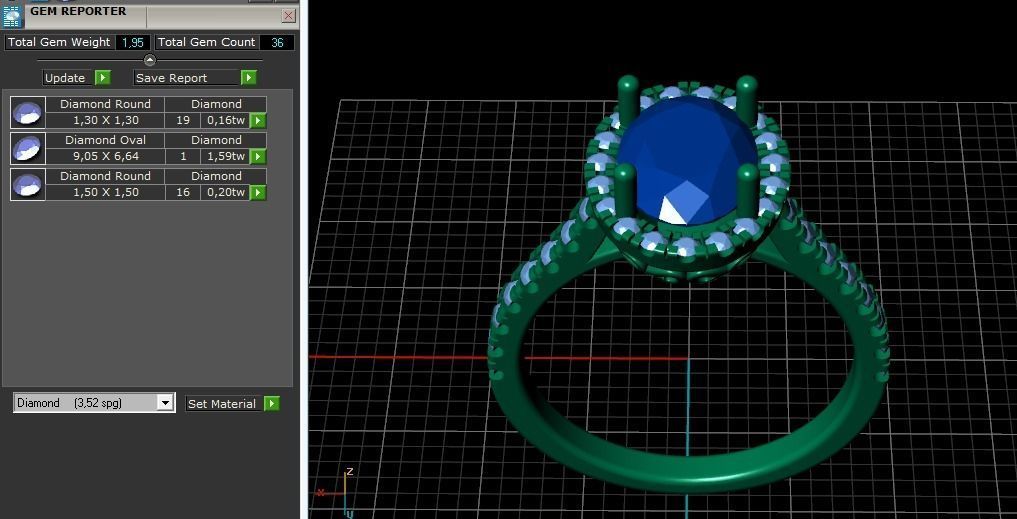 Ring with oval stone N011743 3D print model_9