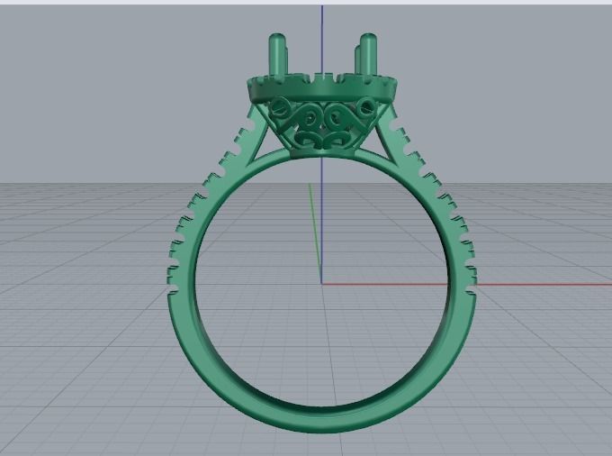 Ring with oval stone N011743 3D print model_3